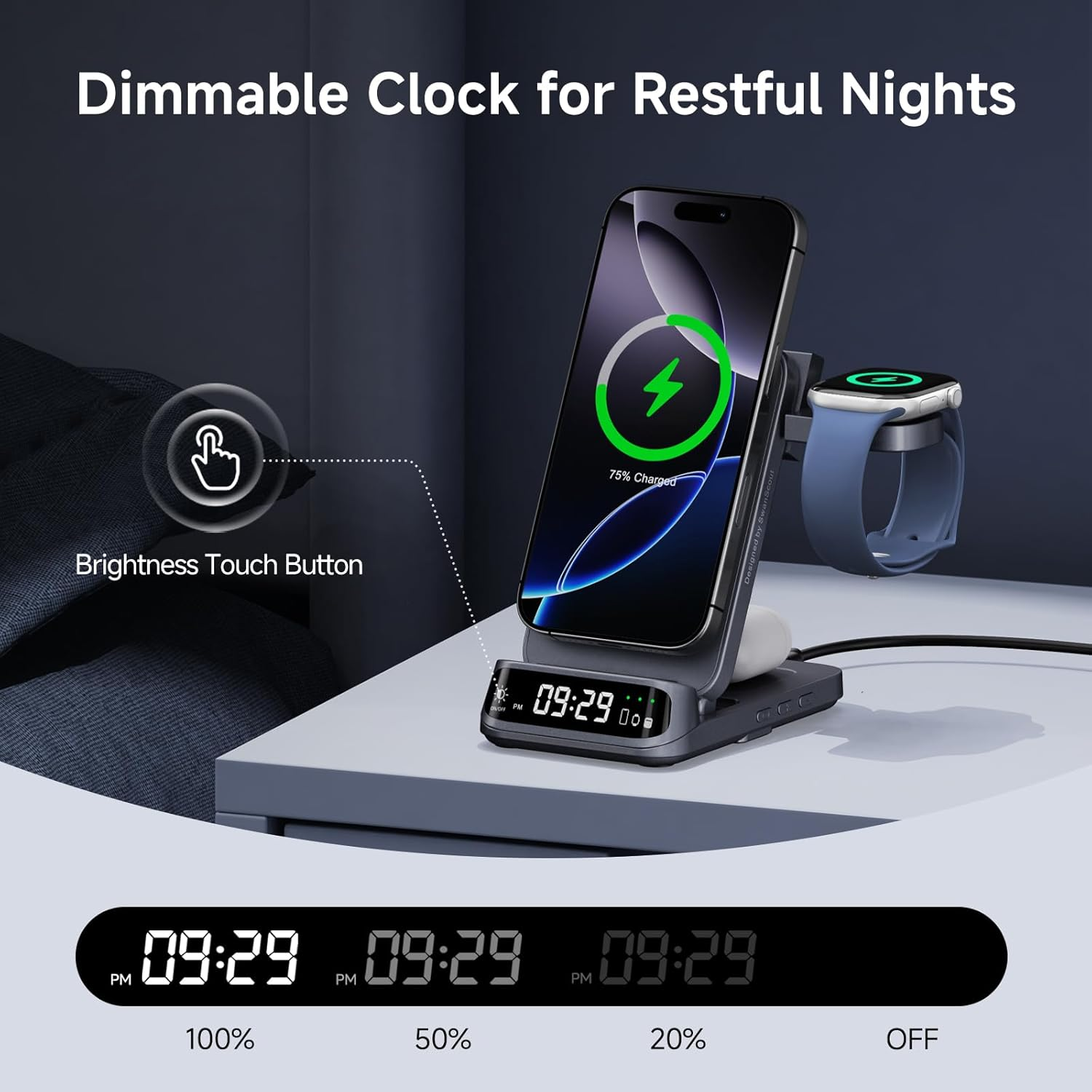 Magnetic Charging Station for Iphone 17/Air, 3 in 1 Wireless Charger for Iphone 16/15/14/13, Charger Stand for Apple Watch 11/Ultra 3/SE 3/10/9/8/7/Ultra 2, Swanscout 708M image number 1