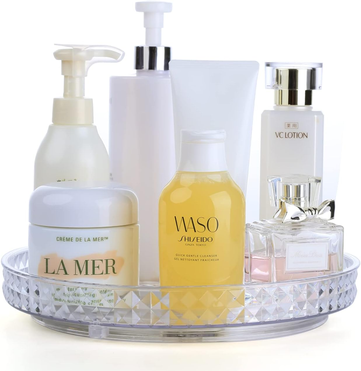 ROWNYEON Rotating Makeup Organizer 2 Tier Skincare Organiser Lazy Susan Bathroom Organiser Perfume Organiser Spinning Cosmetics Organizer for Vanity，Cabinets, Pantry, Fridge, Countertops，Kitchen