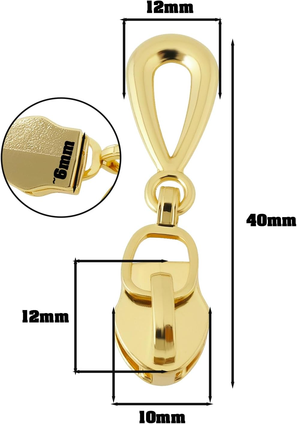 Create Idea 20Pcs No.5 Non Locking Zippers Sliders 6Mm Metal Teardrop Shape Zipper Puller 4Cm Slider for Nylon Coil Zippers for 6Mm Open Zipper Sliders image number 6