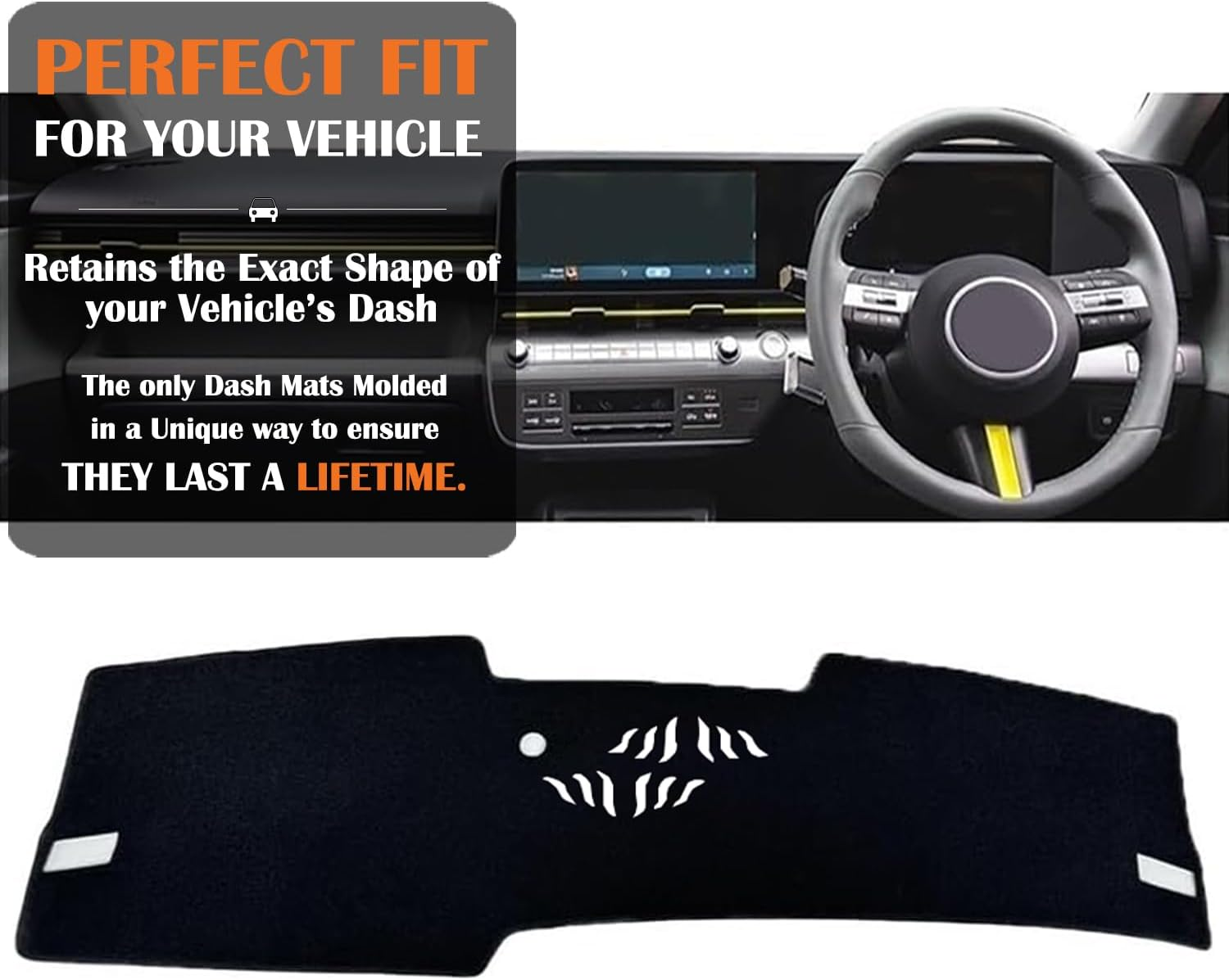 Evervenz Dash Mat for Hyundai Kona 2024 2025 2026 Microfiber Leather（Without HUD） Dash Cover Dashboard Cover Kona02 image number 5