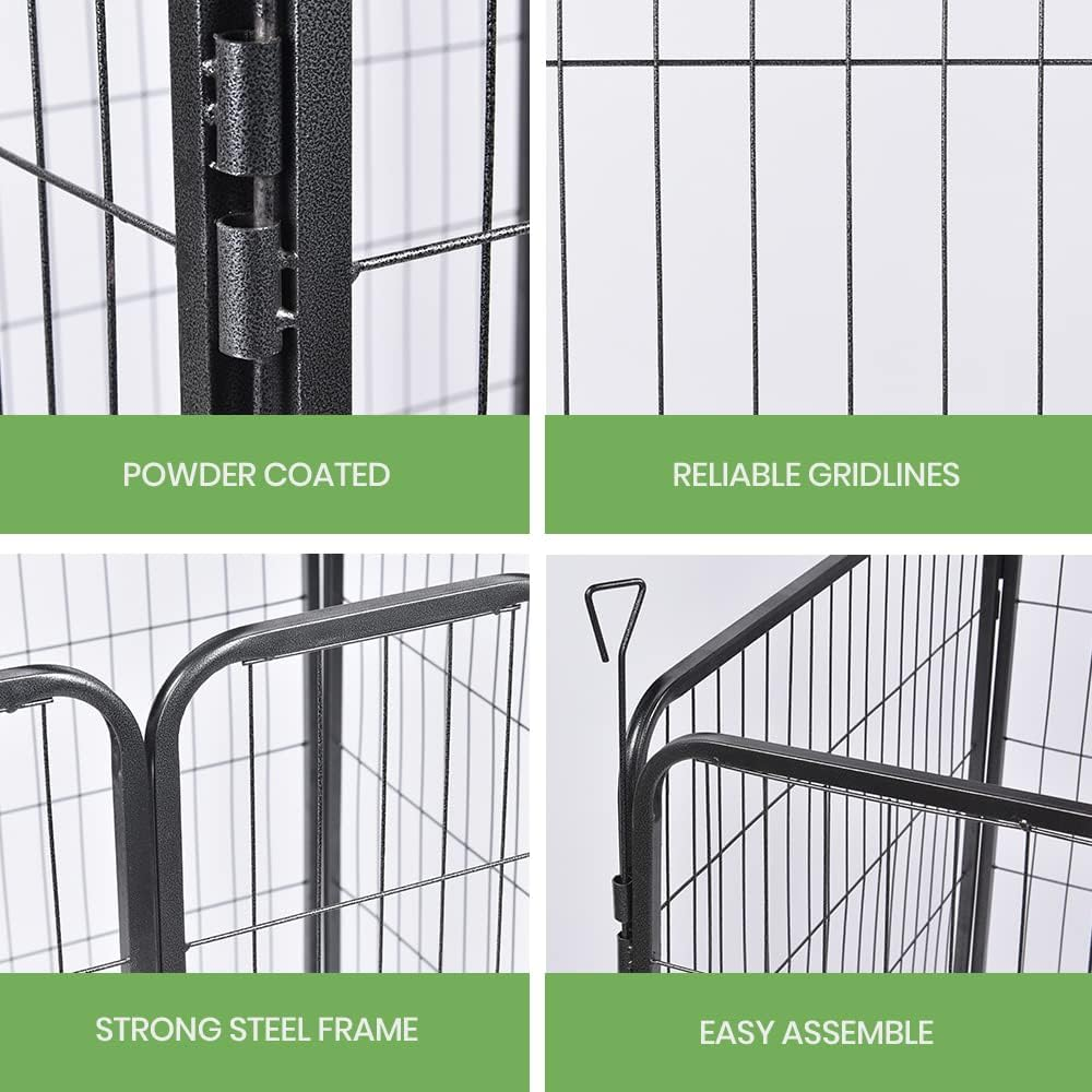 Taily Dog Playpen 8 Panel Pet Cage Puppy Pen Enclosure Fence Exercise Foldable Metal Play Yard 60CM image number 5