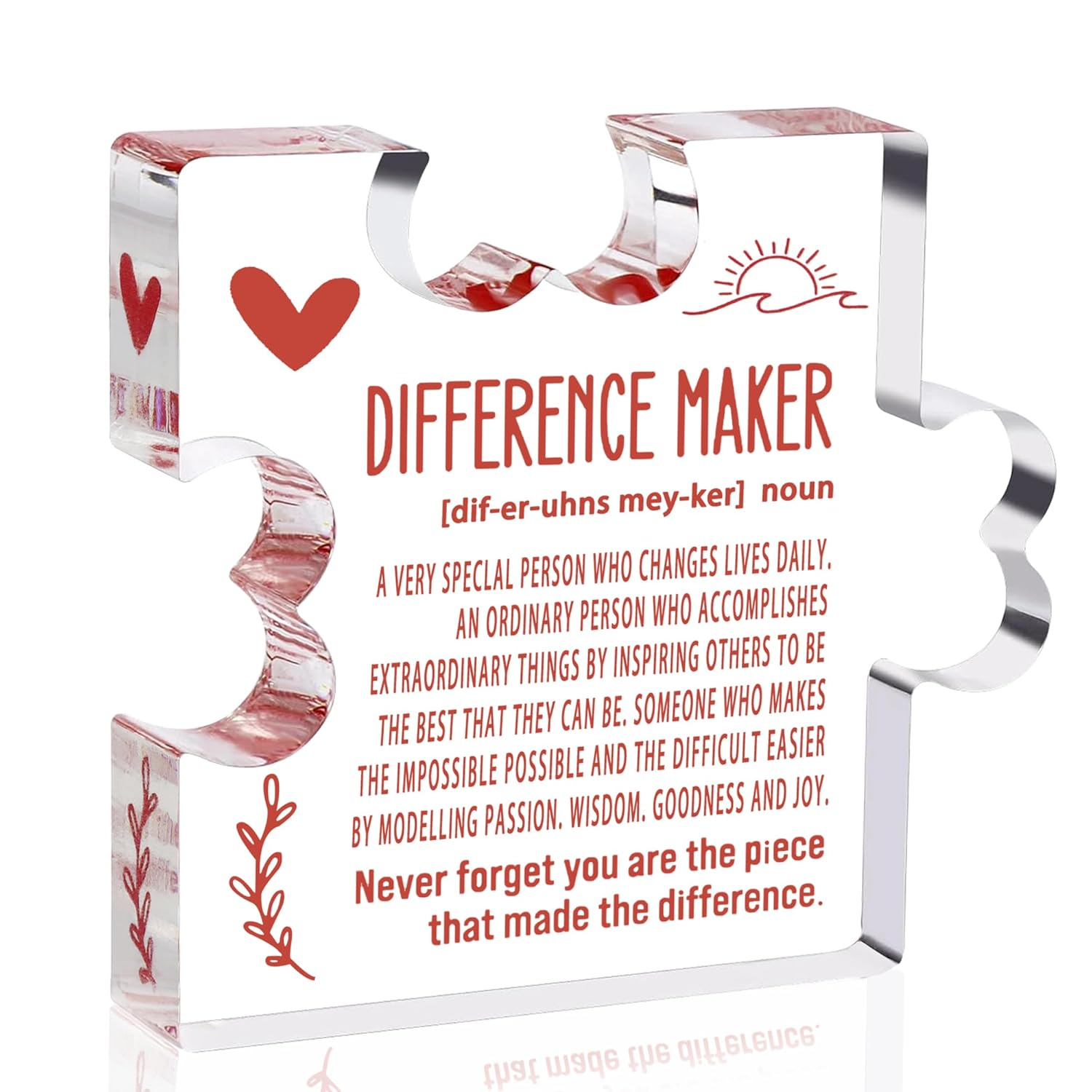 Difference Maker Gift, Thank You Gifts for Mom Boss Leader Mentor, Teacher Retirement Gifts for Women, Appreciation Gifts for Coworkers, Clear Acrylic Office Desk Decor Sign (Difference Maker)