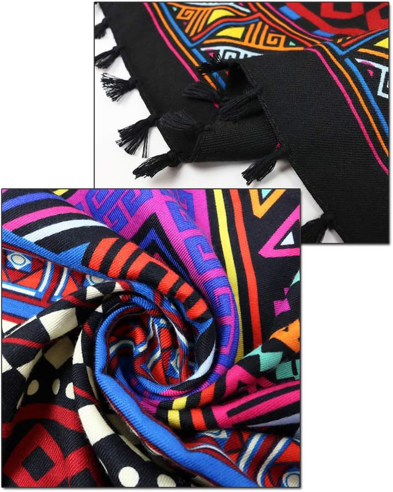 Uainhrt Women Tassel Scarf Cotton 43"&times;43" Large Square Shawl and Wraps,Versatile Gift Fringe Boho Shawl image number 4