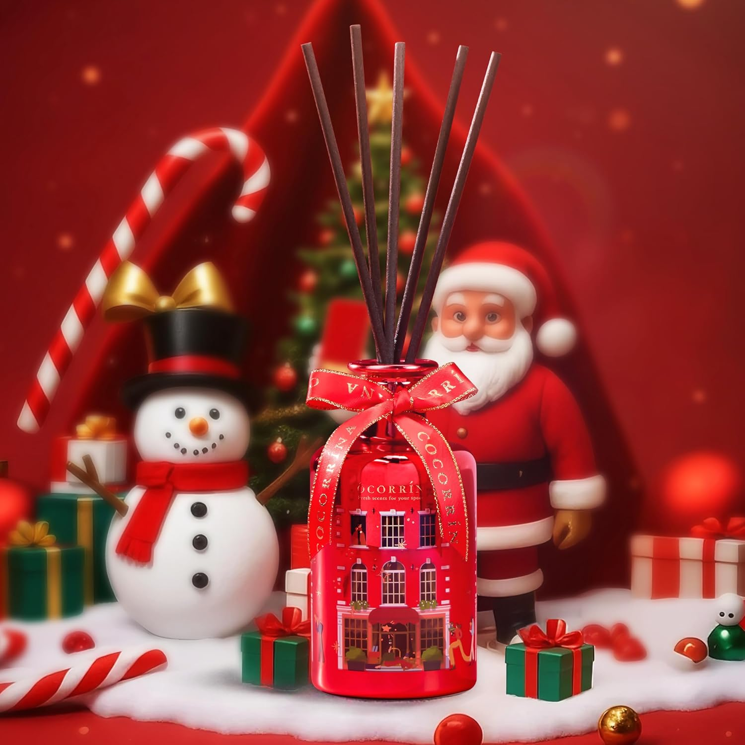COCORR&Iacute;NA Reed Diffuser - Cinnamon Stick 200Ml Chirstmas Reed Diffuser with 8 Sticks Home Fragrance Bathroom Shelf Decor, Festival Gifts image number 4