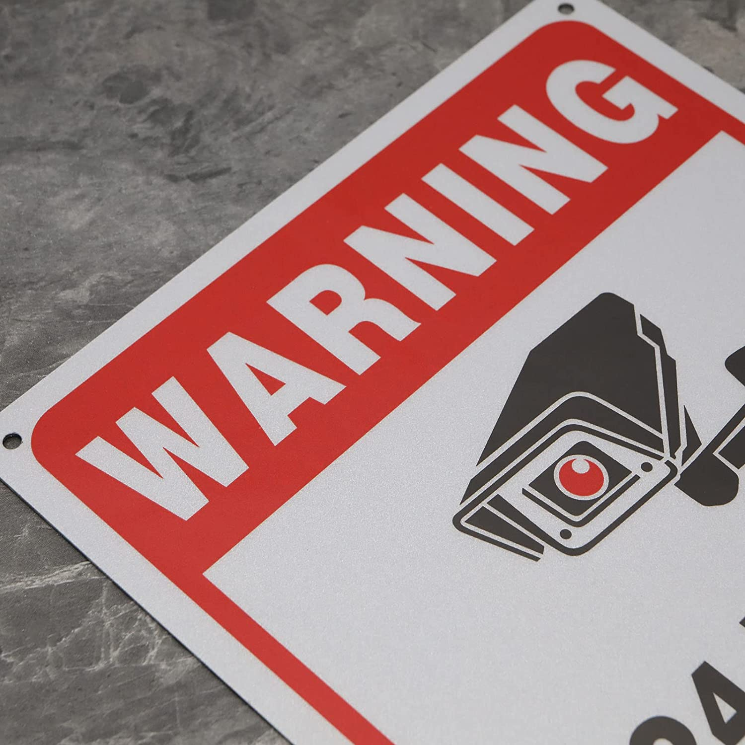 SING F LTD 2PCS No Trespassing Sign 24 Hour Video Surveillance Warning Signs 10X7 Inch Aluminum Reflective Security Camera Sign for Indoor Outdoor Gardens Gates image number 6