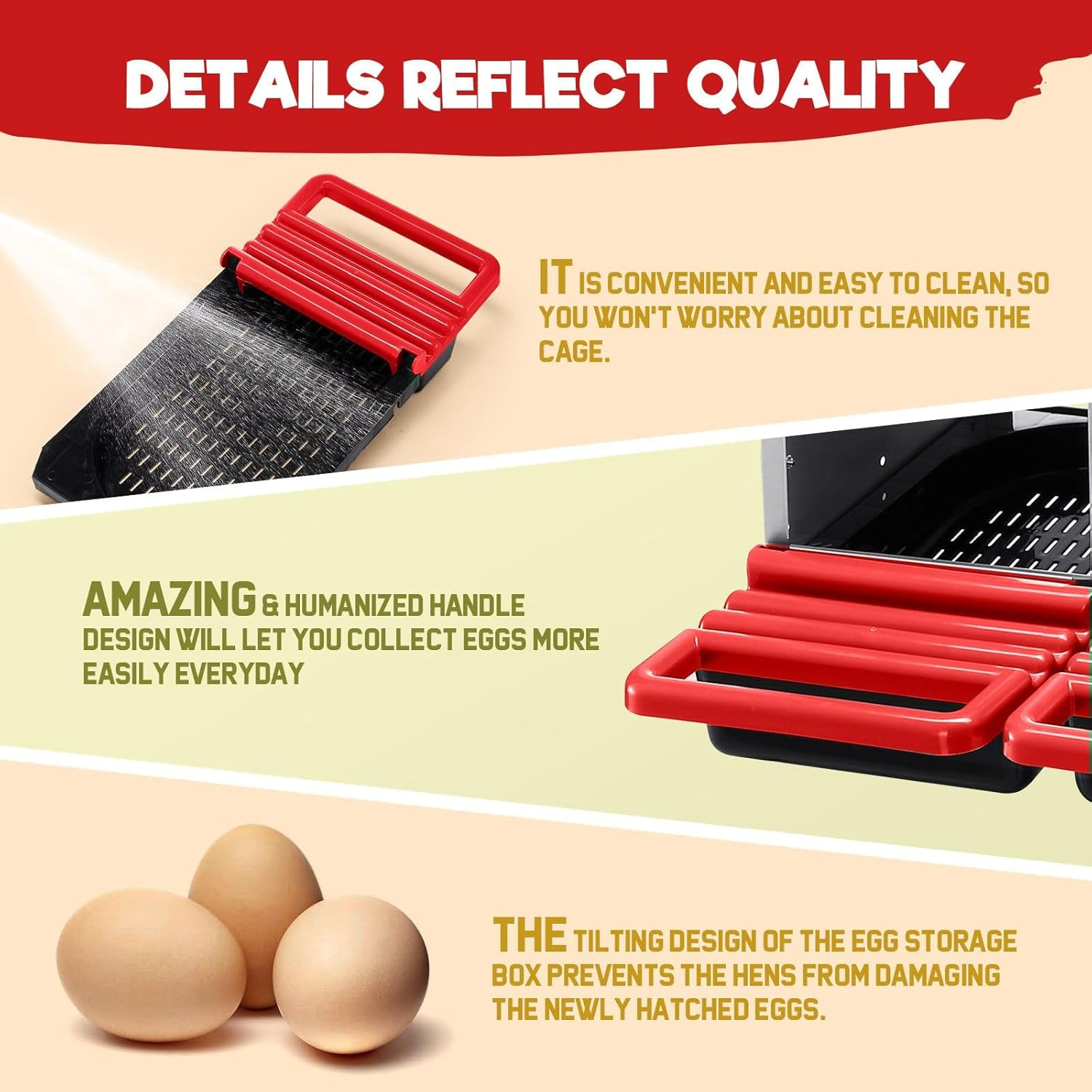 3 Compartment Nesting Box Chicken Hen Roll Away Laying Nest Boxes Chook Brooder Poultry Coop Roost Egg Perch Galvanised Steel Plastic with Lid Vents image number 6