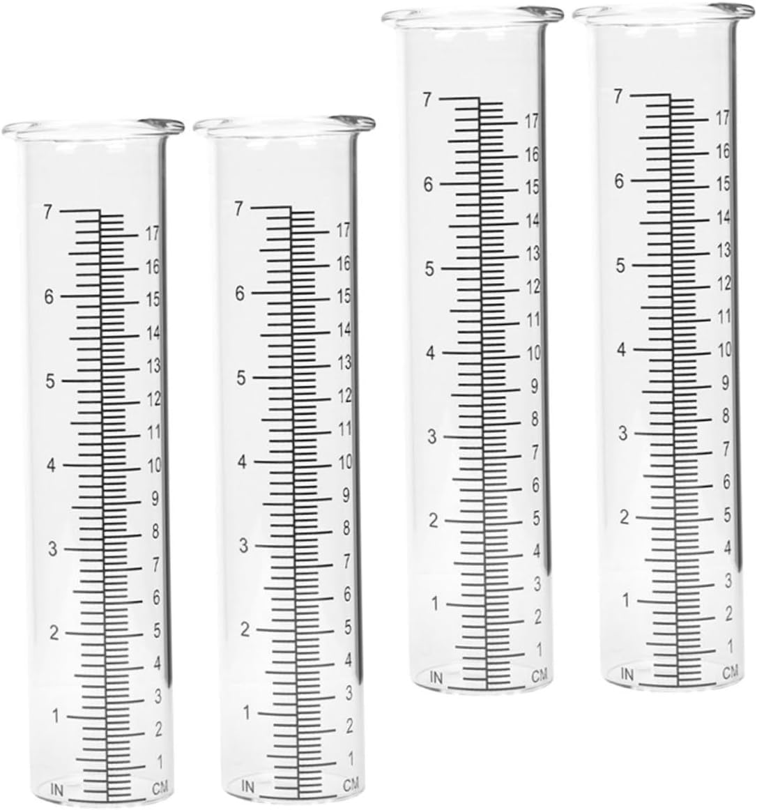 VICASKY 4Pcs Clear Rain Measuring Tubes Glass Rain Gauge for Outdoor Garden Lawn Patio Accurate Precipitation Measurement Tool image number 4