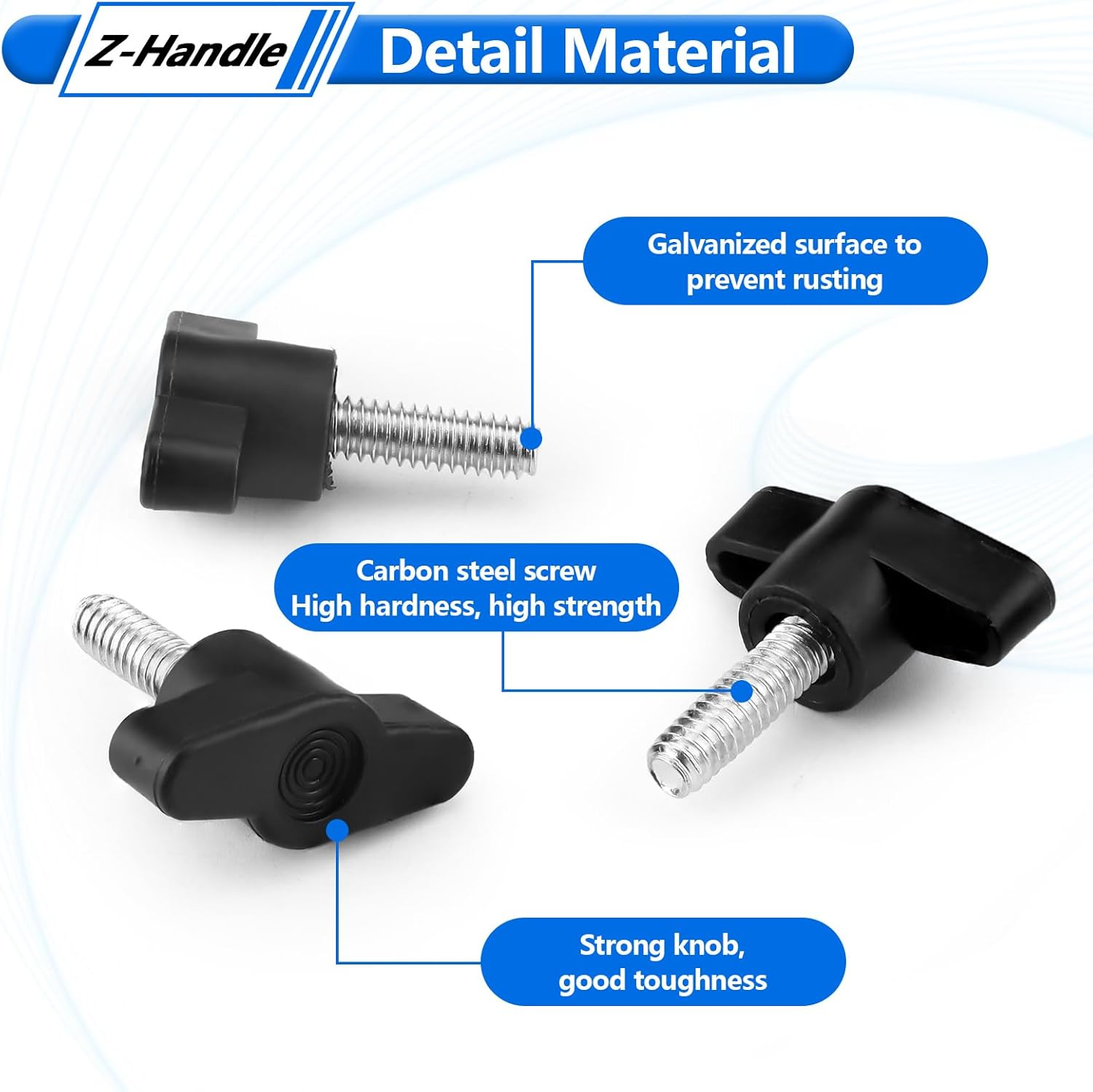 25Pcs 1/4"-20 X 3/4" Thumb Screws, Galvanized Carbon Steel Standard/Coarse Thread Thumb Screw image number 3