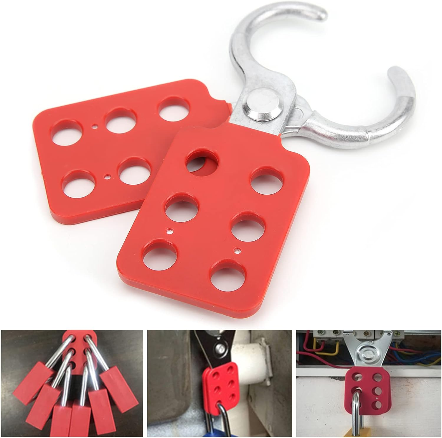 Gugxiom 10PCS Lock Out Tag Out Hasp, 6 Hole Design Padlock Hasp for Lockout Station, Safety Hasp Lock, up to 6 Workers, for Industrial Chemical