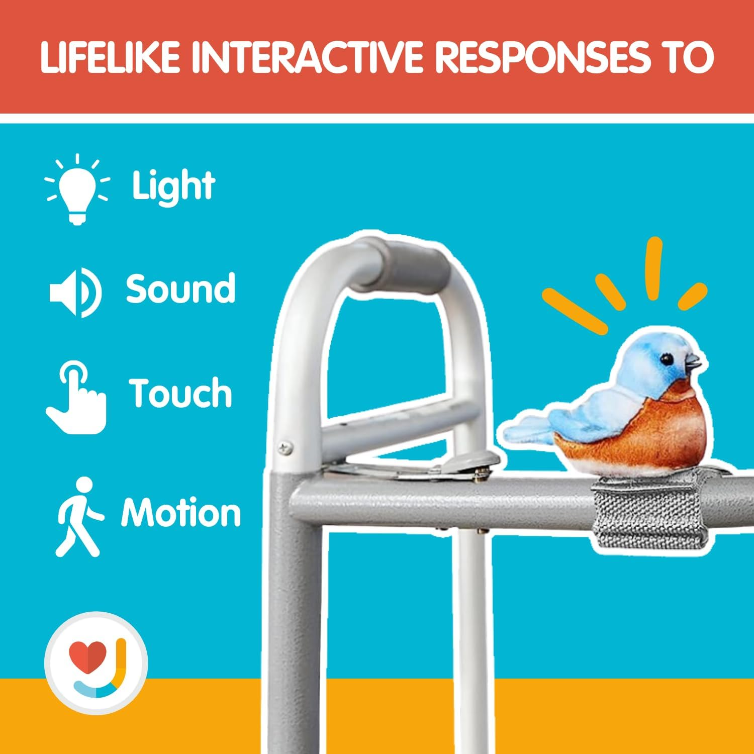 JOY for ALL Walker Squawker, Cheery Animatronic Bird, Interactive Companion, Reminds You Not to Forget Your Walker - Cardinal - Cardinal image number 6