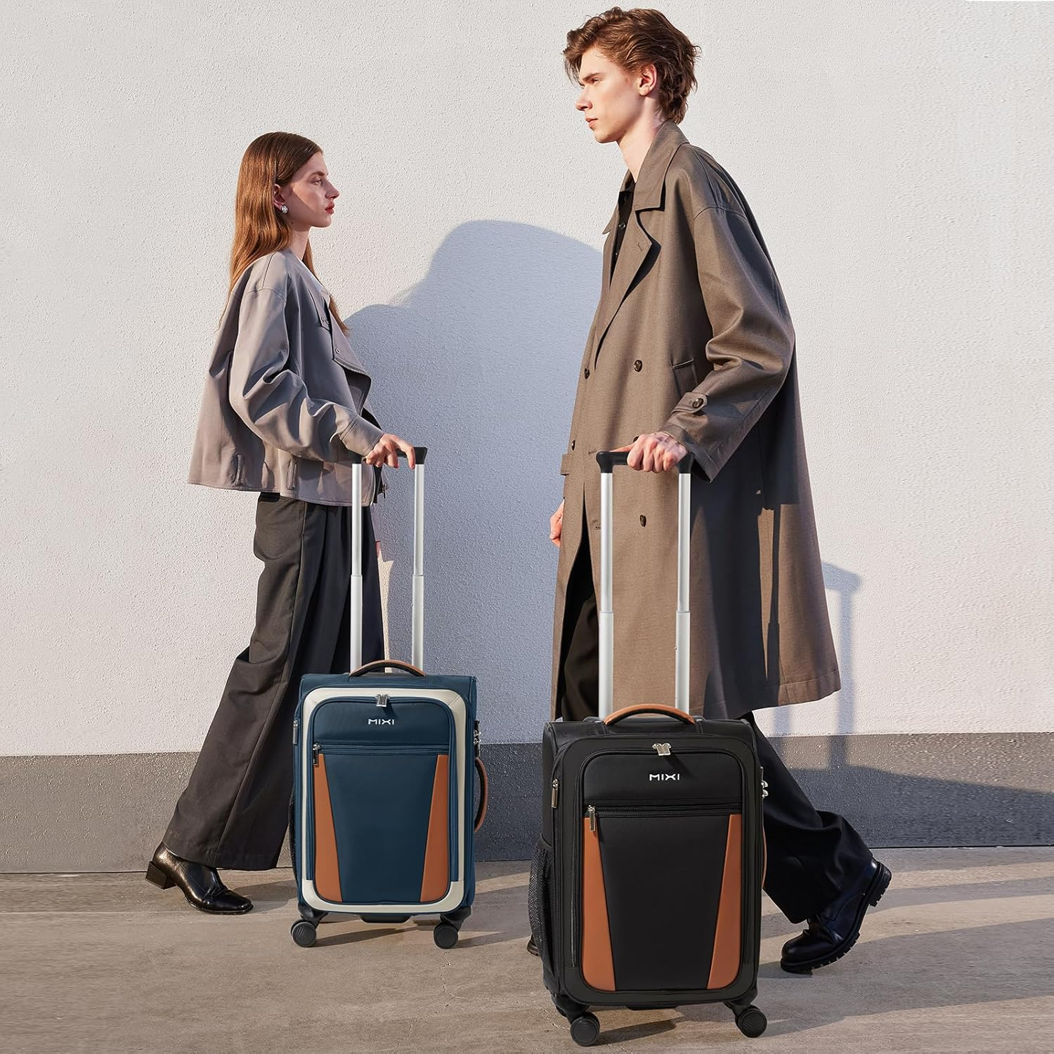 Mixi Luggage Softside Expandable Suitcase with Front Laptop Pocket, Black, 20-Inch Carry On image number 5