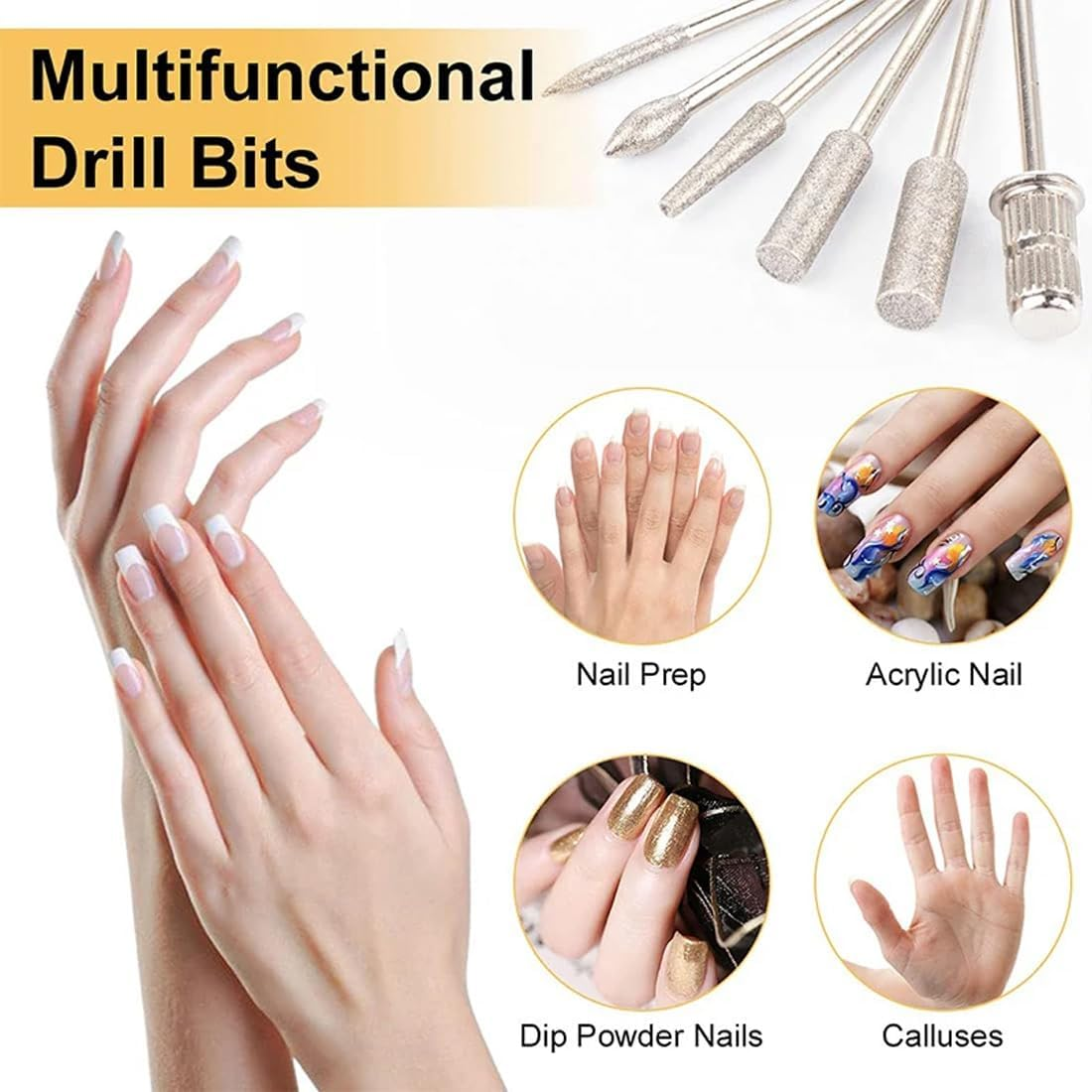 12 Pcs Nail Drill Bit Set, Nail Drill Bits, 6 Pcs Tungsten Carbide Drill Bits + 6 Pcs Brush, 3/32 Inch Nail Bits for Nail Drill image number 2