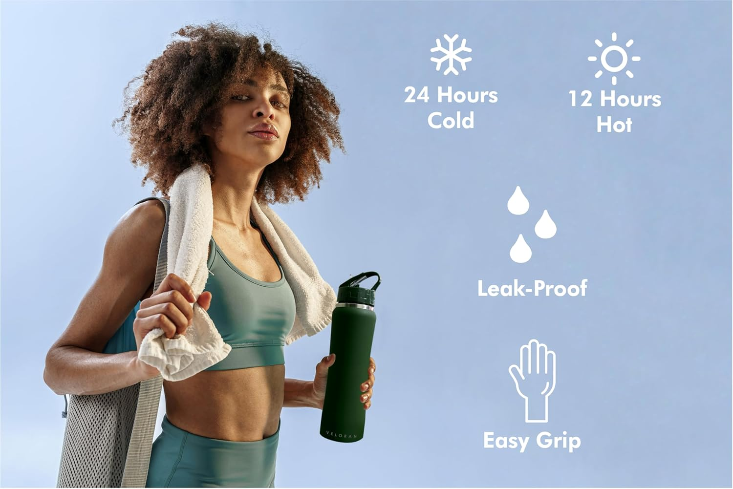 750Ml Insulated Water Bottle with Unique Easy-Grip Design, Straw, and Cleaning Brush - One-Handed Access, Stylish Hydration Companion (Turquoise) image number 4