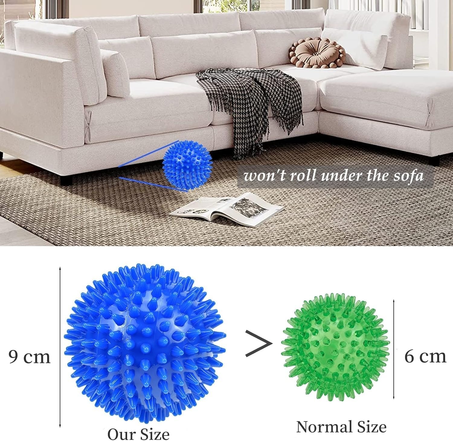 4 Pack Squeaky Dog Toy Balls for Medium Large Dogs, 3.5&rdquo;Dog Chew Toys for Teething Spiky Dog Balls for Aggressive Chewers Durable Dog Toys for Teeth Cleaning and Training (4 Colors-9Cm) image number 5