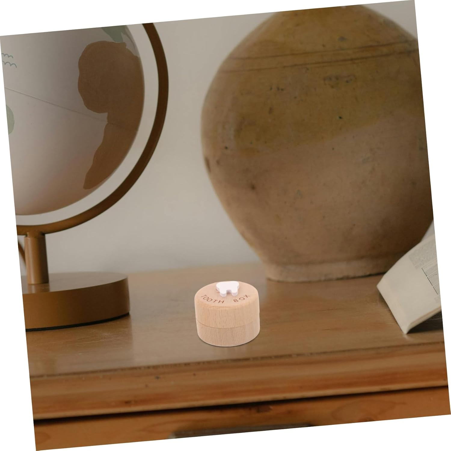 Happyyami Deciduous Tooth Box Girl Tooth Storage Container for Fetal Hair Saver Shower Wooden Box image number 6