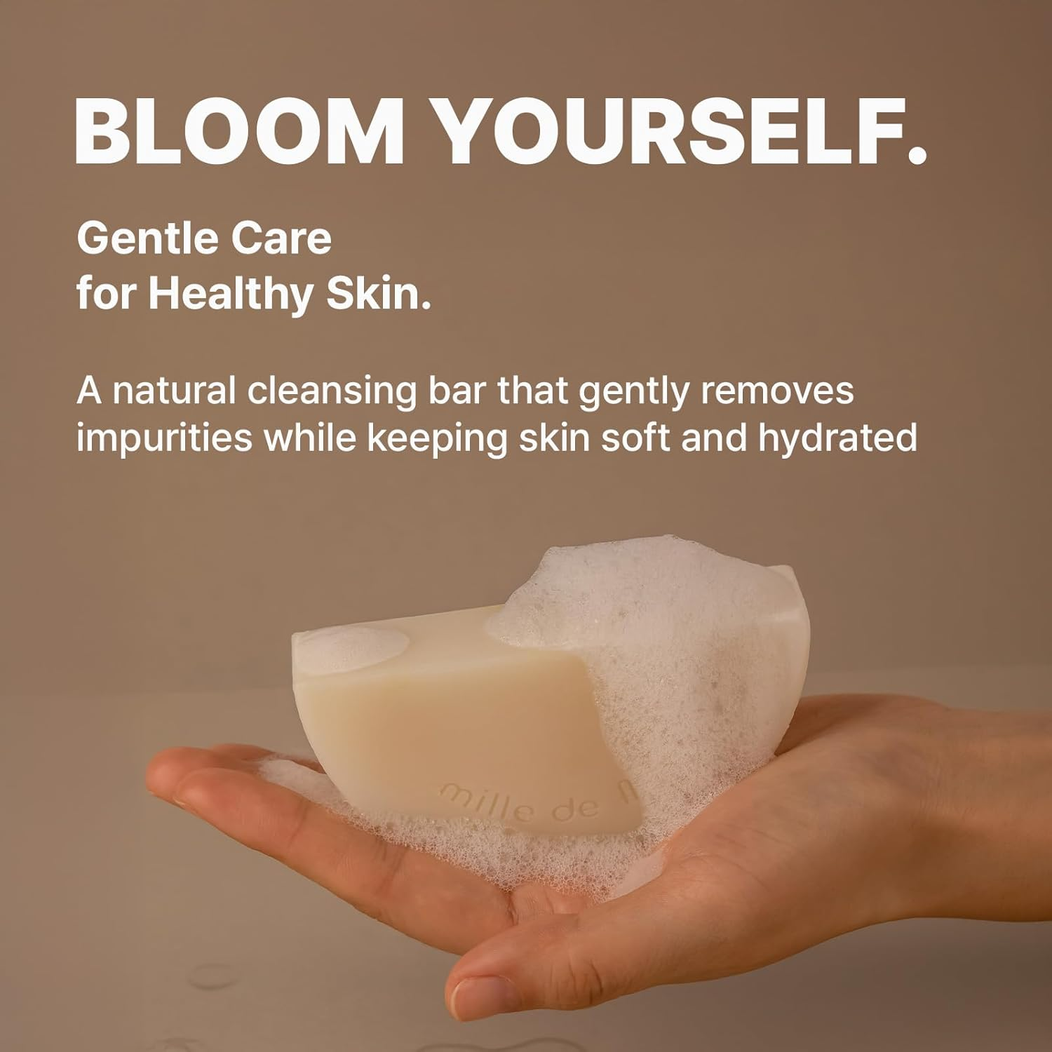 MILLE DE FLEUR Half Moon Magnolia Soap 100G, 1% Magnolia Extract, 9% Sunflower Seed Oil, 10% Glycerin, Korean Vegan Facial Cleanser, Gentle Moisturising Bar for Sensitive Skin image number 2