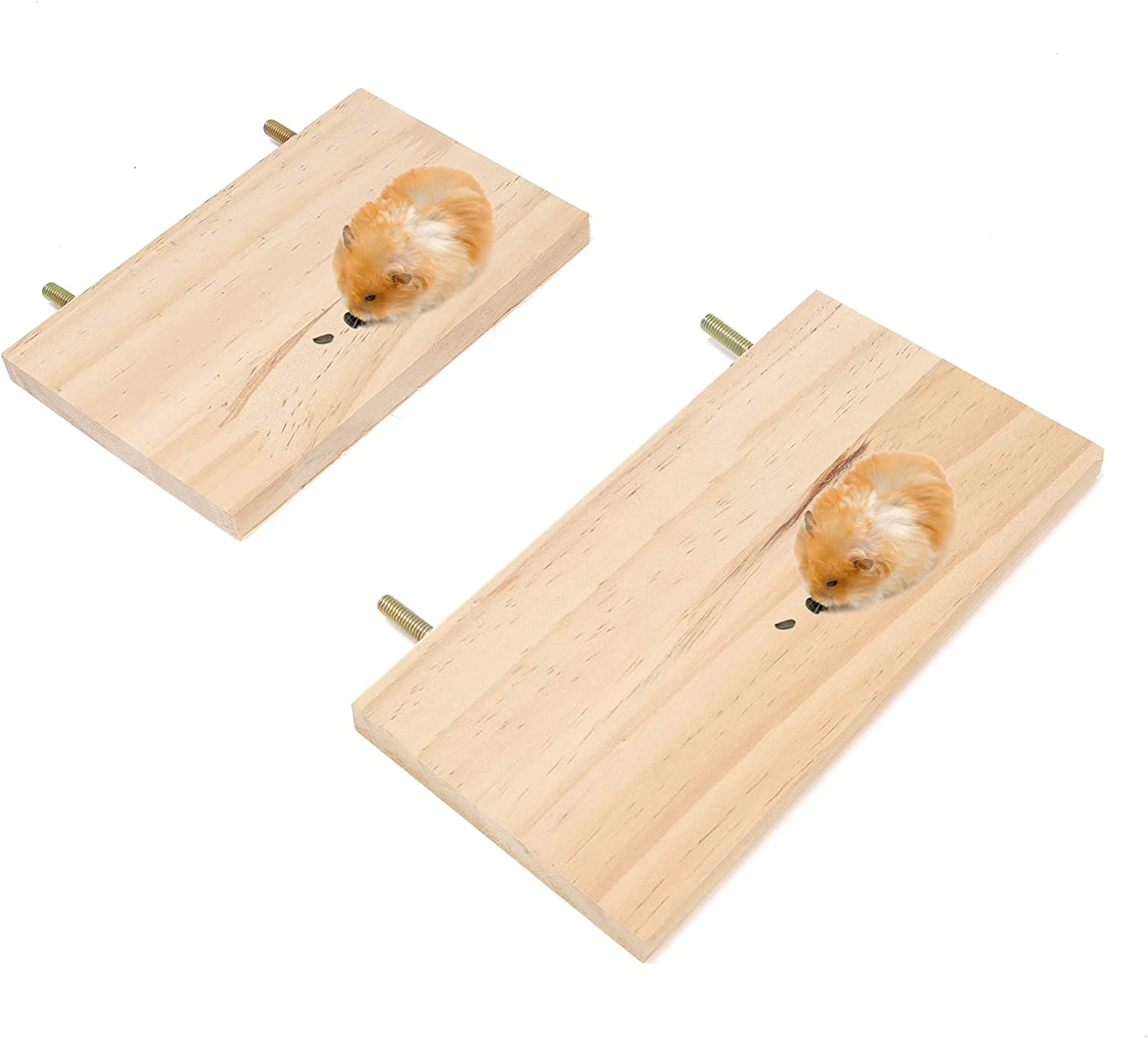 4Pcs Pet Wooden Platform Stand Active Rectangular Springboard Toy for Chinchilla, Hamster, Parrot, Gerbil,Small Animals image number 3