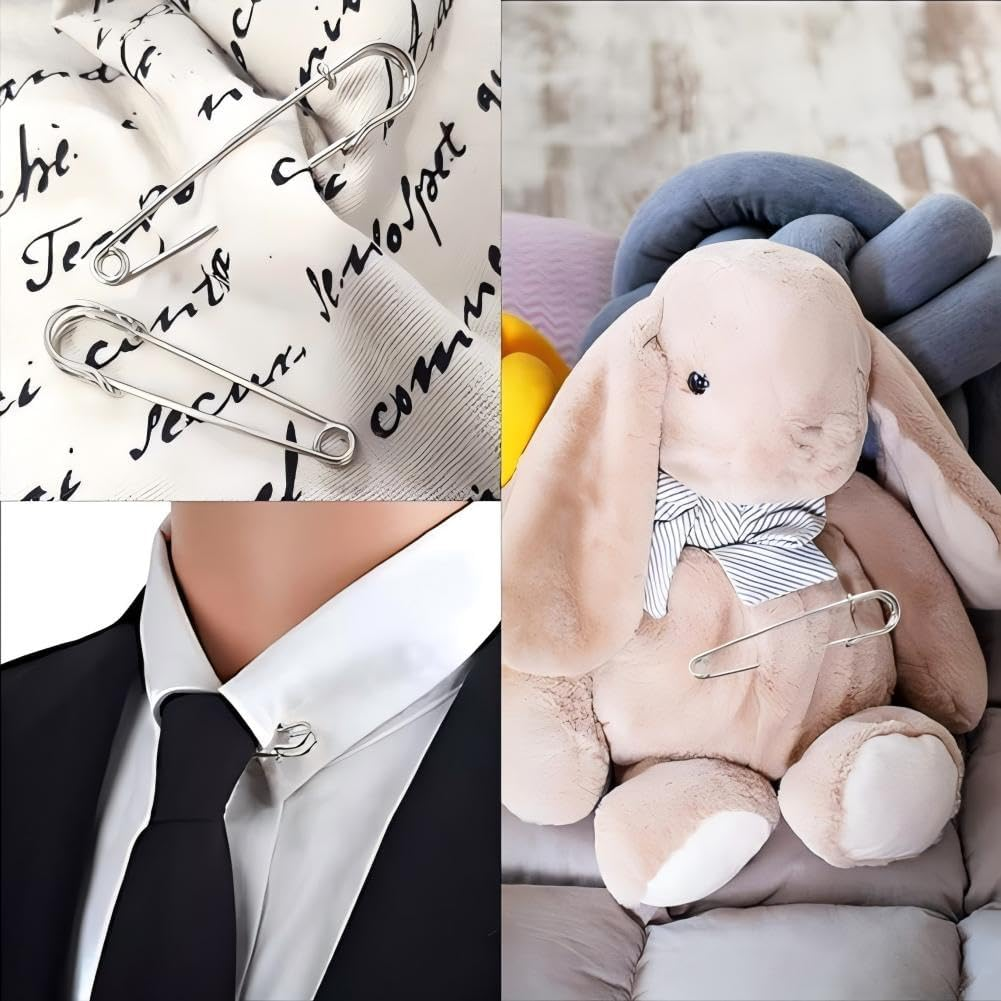 48 Pcs Heavy Duty Safety Pins, Assorted Sizes 1.9",2.95",3.94", Large Safety Pins, Pack of 48 Strong Sturdy Bulk Pins, Heavy Duty Pin Bulk for Clothes Leather Canvas Blankets Crafts Skirts Kilts image number 5