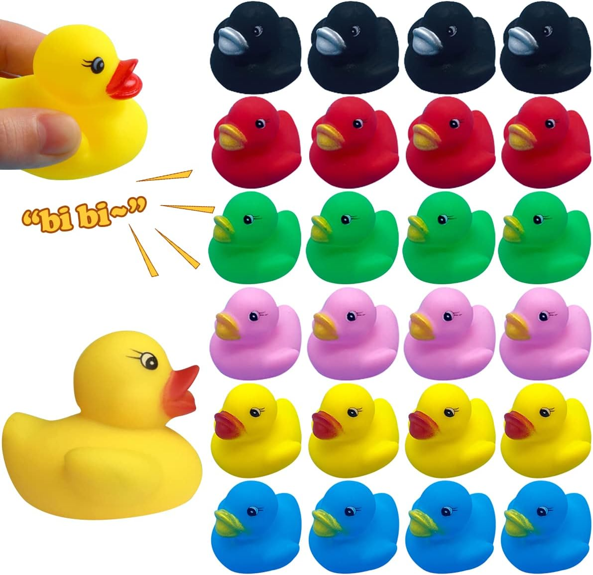 50 Pcs Assorted Ducks for Kids,Float and Squeeze Sound Baby Bath Duck Toys,Durable Rubber Duck Toy for Tub Pool,Showers Accessories Baby Showers Toy image number 1