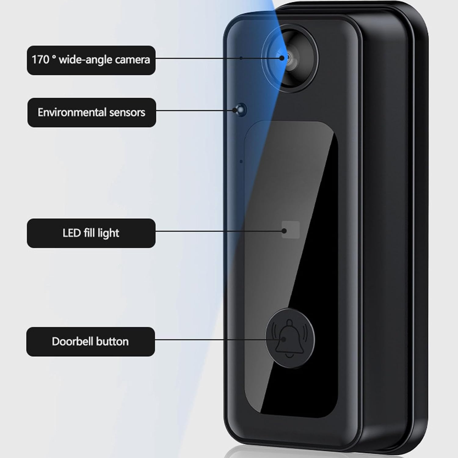 Ring Doorbell with 170&deg; Camera, Video Doorbell Wireless IP65, Camera Doorbell System - 4.3In HD Screen, Hifi Mic, Day/Night Camera image number 4