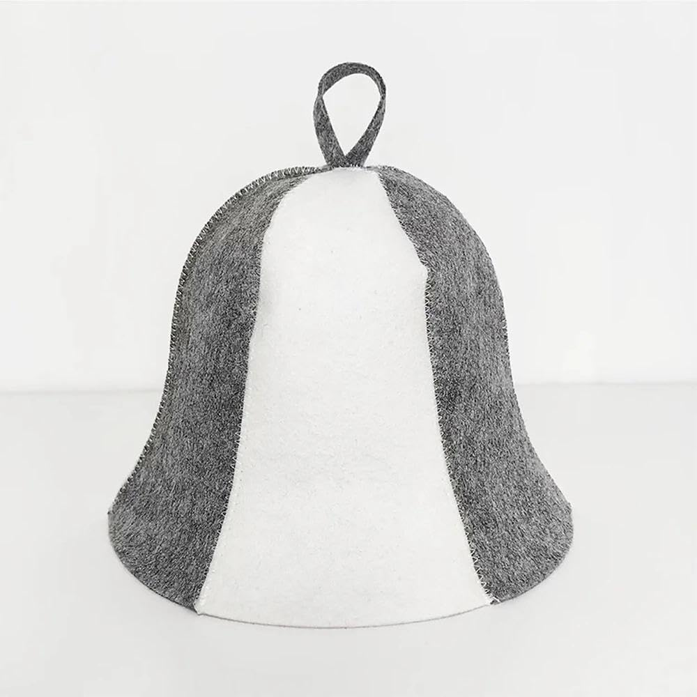 RUIBEX Wool Sauna Hat for Men and Women, Sauna Accessories for Banya and Spa, Sauna Cap Compatible with Sauna Use, White and Grey, 2 Pack