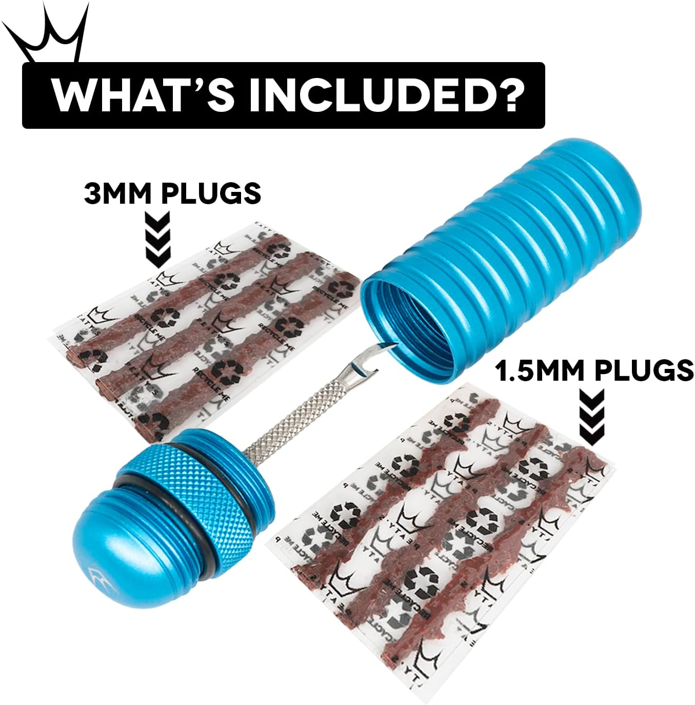 Peaty'S Tubeless Bike Tyre Puncture Repair Plugger Kit - for MTB, Road & XC Bicycle Tyres - Unique Single-Sided Fork, for Rapid Puncture Repair to Fix Punctures Fast - 3X 3Mm & 1.5Mm Plugs - Emerald - Emerald image number 5