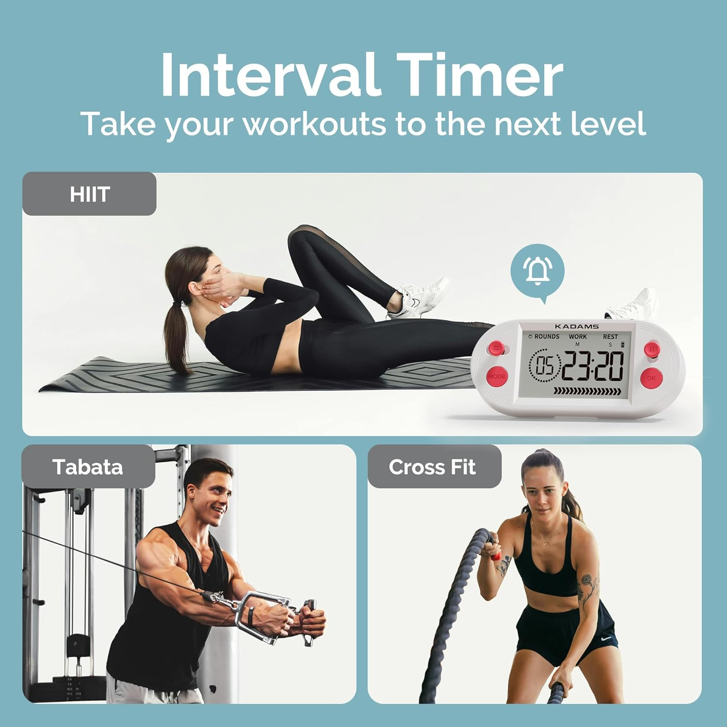 KADAMS Pomodoro Timer for Productivity Interval Countdown for Study Exams Gym Workouts Exercise HIIT Tabata -Magnets, Stand (Red)