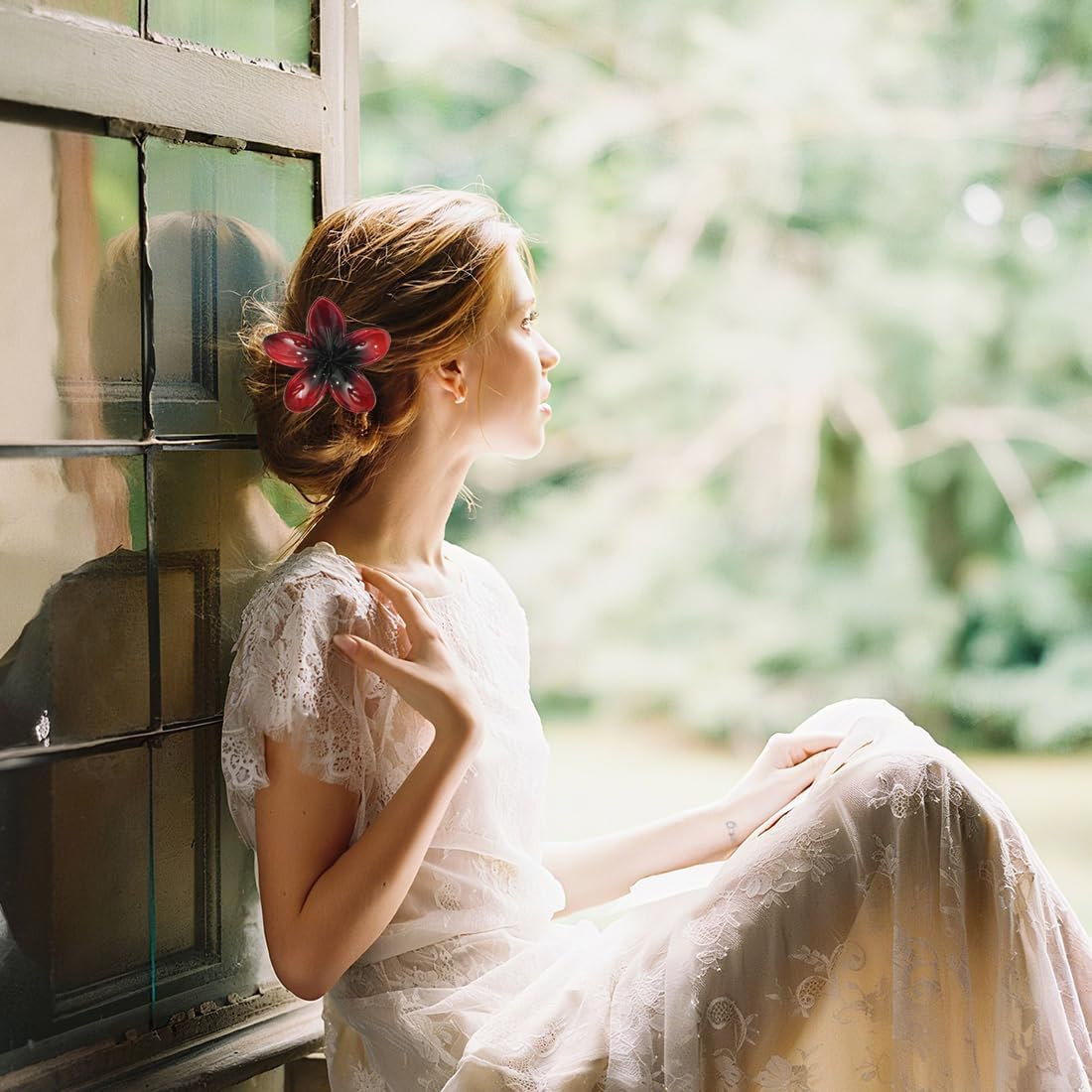 Hawaiian Plumeria Hair Accessories, Flower Hair Clip - Large Claw Clips for Thick and Thin Hair, Tropical Beach Hair Clips for Women and Girls, Pack of 3 image number 2