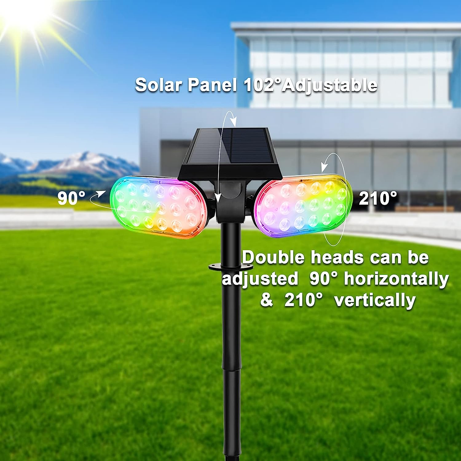 Solar Spotlights Outdoor Waterproof, Dusk to Dawn Color Changing Solar Light Solid 7 Colors, Stake Solar Lights Keep on All Night (4-Pack) image number 6