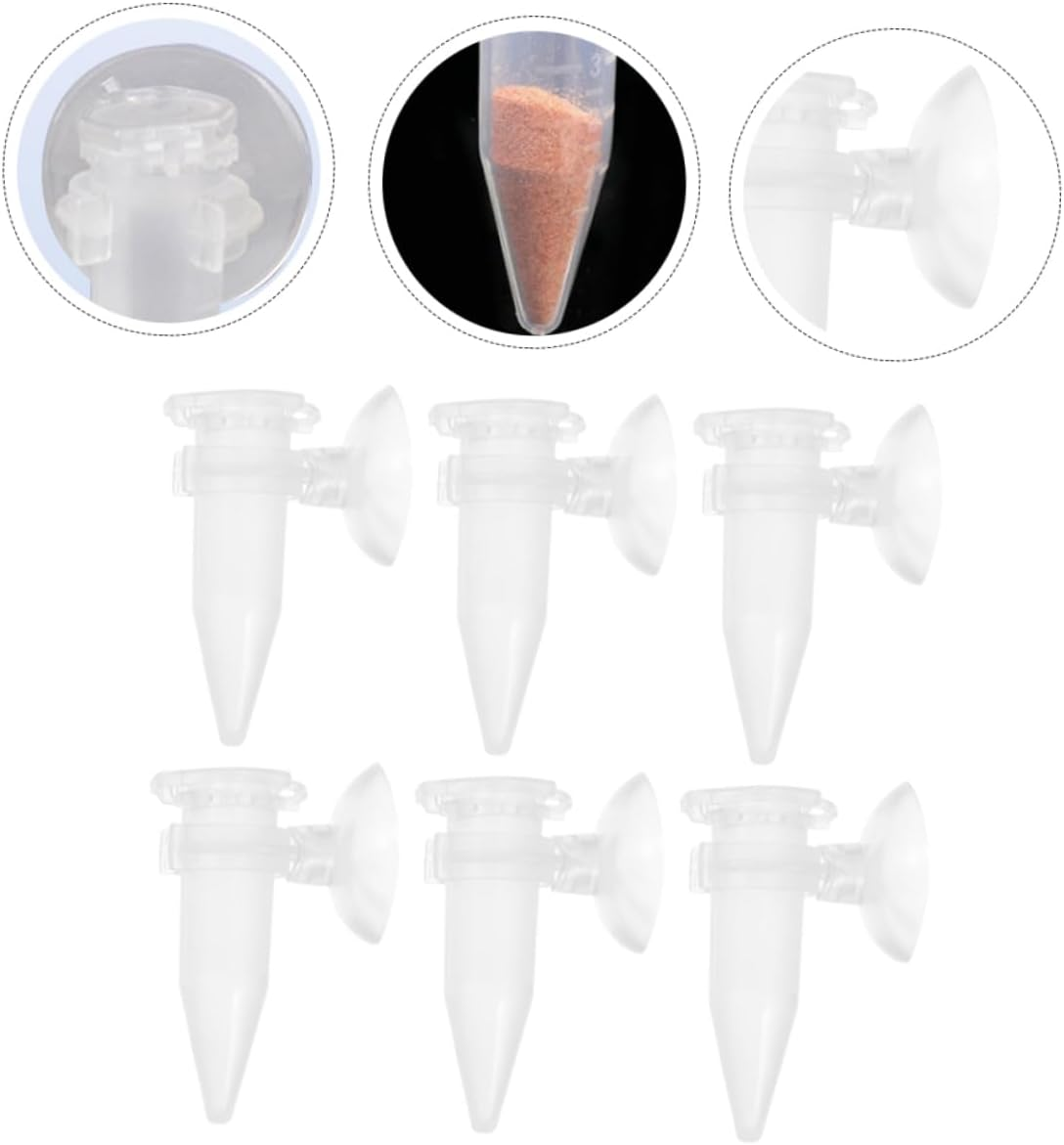 BELLIFFY 6Pcs Shrimp Feeder Tube with Suction Cups, Plastic Automatic Fish Tank Feeder for Brine Shrimp Hatchery, Mini Aquarium Feeding Tool for Small Fish and Aquatic Pets image number 1
