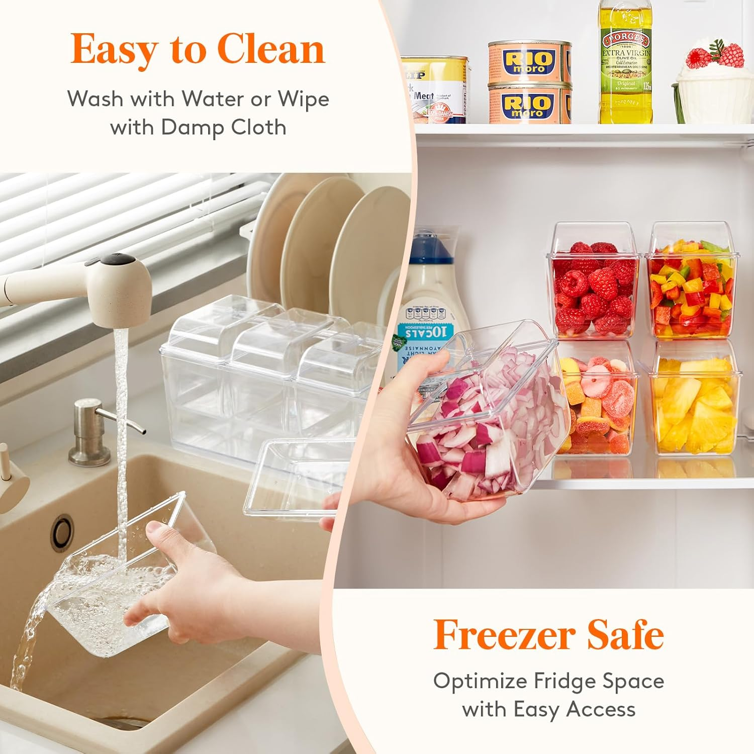 Lifewit Ice Chilled Condiment Caddy with 4 Containers(2.5 Cup), Condiment Server with Separate Lids, Serving Tray Platter with Removable Dishes for Bar Accessories, Fruit, Salad, Taco, Party Garnish image number 4