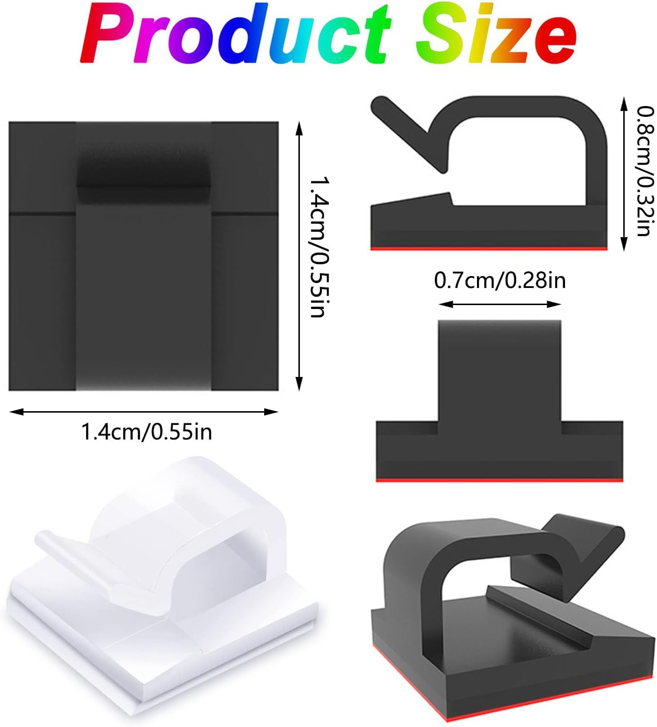 Mtxorvix 100PCS Adhesive Cable Clips with Strong Tapes - Cord Organizer Holder for Wire Management in Car, Office, and Home (Black) image number 6