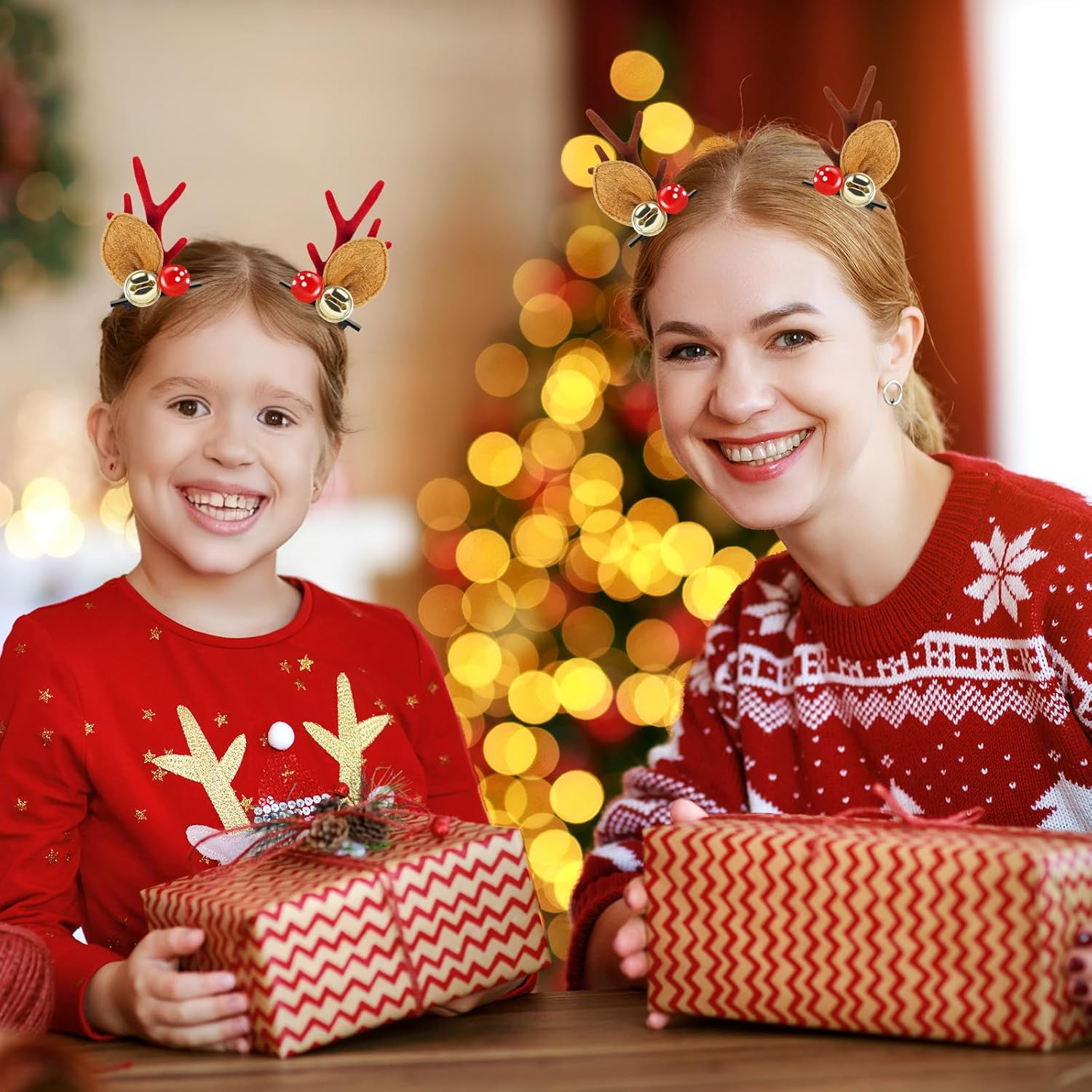 2 Pairs Christmas Reindeer Hair Clips, Christmas Hair Accessories with Antlers, Hair Clip, Christmas Hair Clips, Reindeer, Hair Accessories Christmas for Women, Girls, Children (D) image number 3