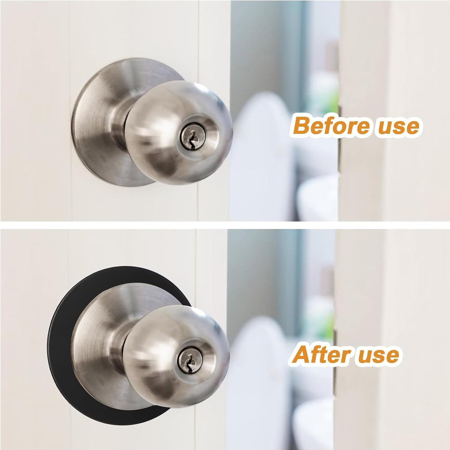 2Pcs Door Knob Plates round Version,Premium Iron Scar Plate for Door Knob Door Handle Reinforcement Fixing Cover,Door Lock Hole Backing Reinforcer Kit,Stainless Steel Material,Matte Black image number 1