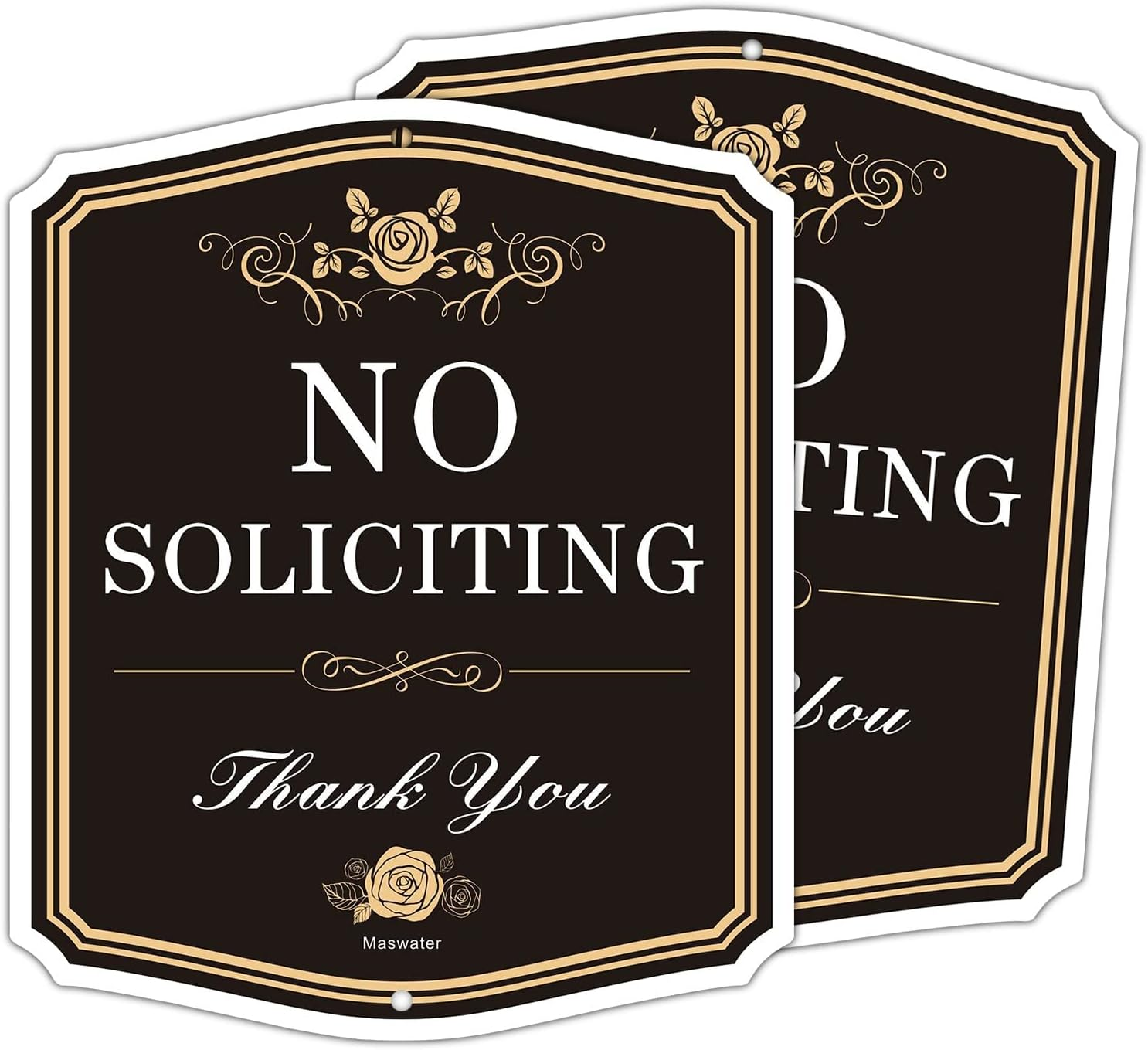 2 Pack No Soliciting Signs Private Property,12" X 10" Delicate Design Warning Mental Sign for House,Rust Free Aluminum,Durable Uv,Weather Resistant image number 5