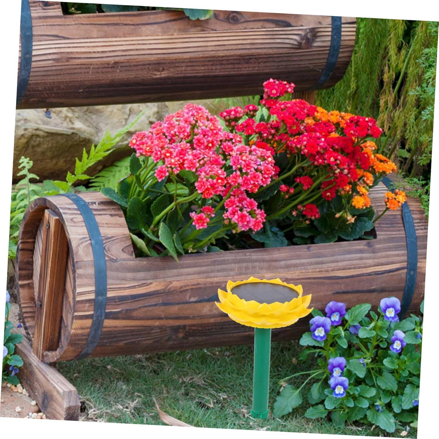 LIFKICH Solar Powered Lotus Speaker Outdoor Portable Speaker Buddha Songs for Garden Patio image number 1