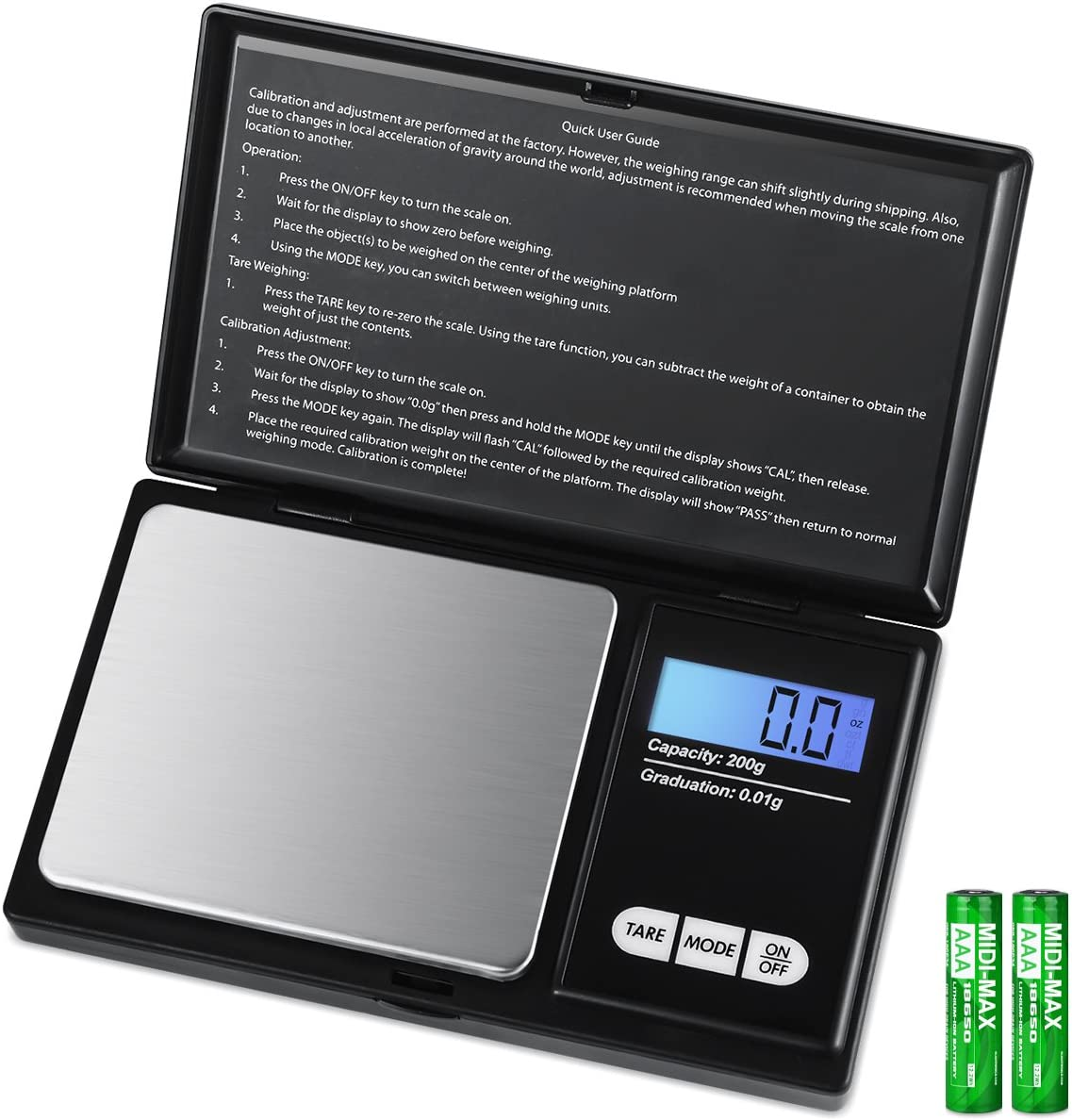 AMIR Digital Mini Scale, 200G 0.01G/0.001Oz Pocket Jewelry Scale, Electronic Smart Scale with 7 Units, LCD Backlit Display, Tare Function, Auto Off, Stainless Steel & Slim Design (Battery Included) image number 1