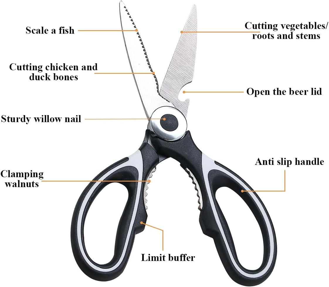 Berglander Kitchen Shears, Premium Heavy Duty Sharp Kitchen Scissors All Purpose for Chicken/Steak/Fish/Meat/Vegetables/Herbs/Bbq image number 4