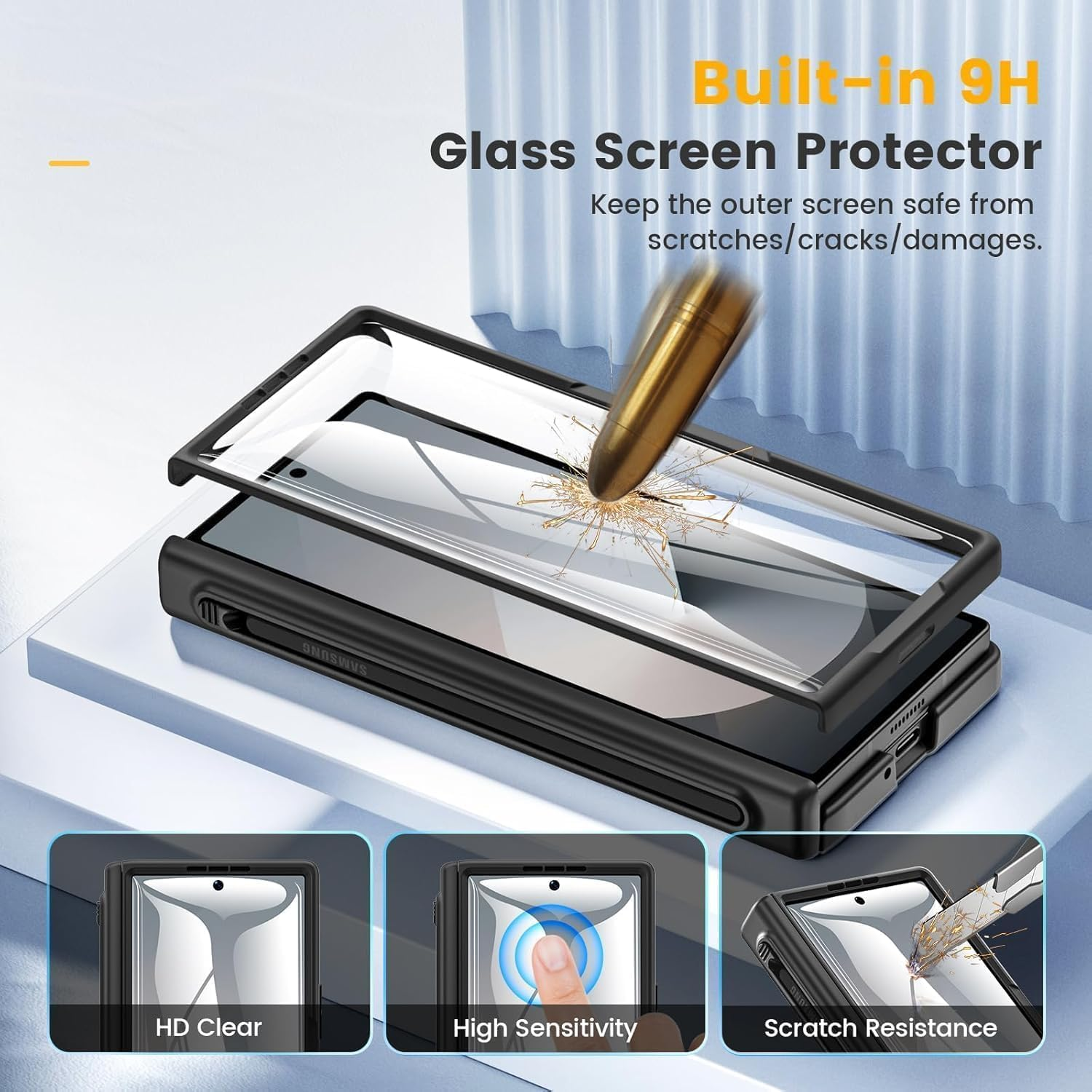 ELEPIK for Z Fold 6 Case, [Compatible with Magsafe] [Built-In Screen Protector] [Hinge Protection] [S Pen Holder] [Wireless Charging] Phone Case for Samsung Galaxy Z Fold 6 5G, Black. image number 2