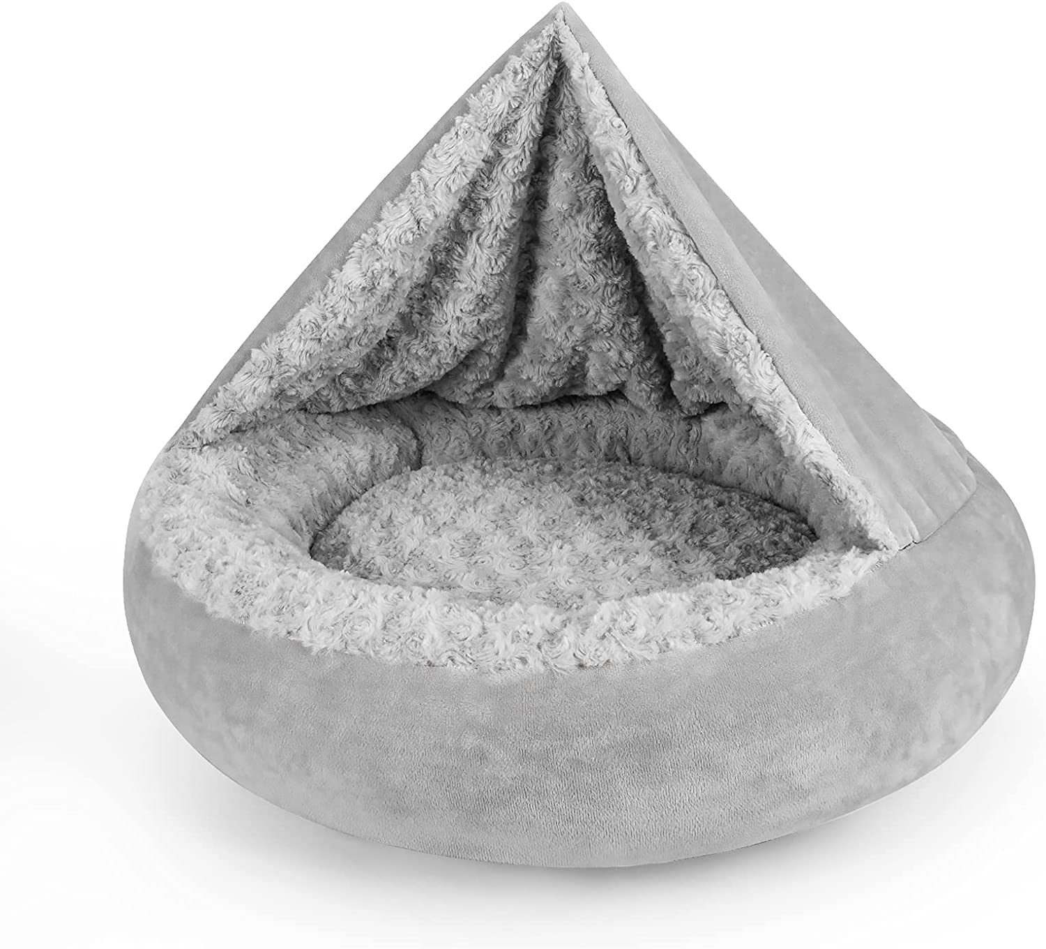 JOEJOY Dog Beds for Small Medium Dogs, Cozy Cuddler Luxury Puppy Pet Bed with Blanket Attached, Donut round Calming Anti-Anxiety Dog Burrow Cave Bed - Anti-Slip Bottom and Machine Washable 26 Inch image number 4