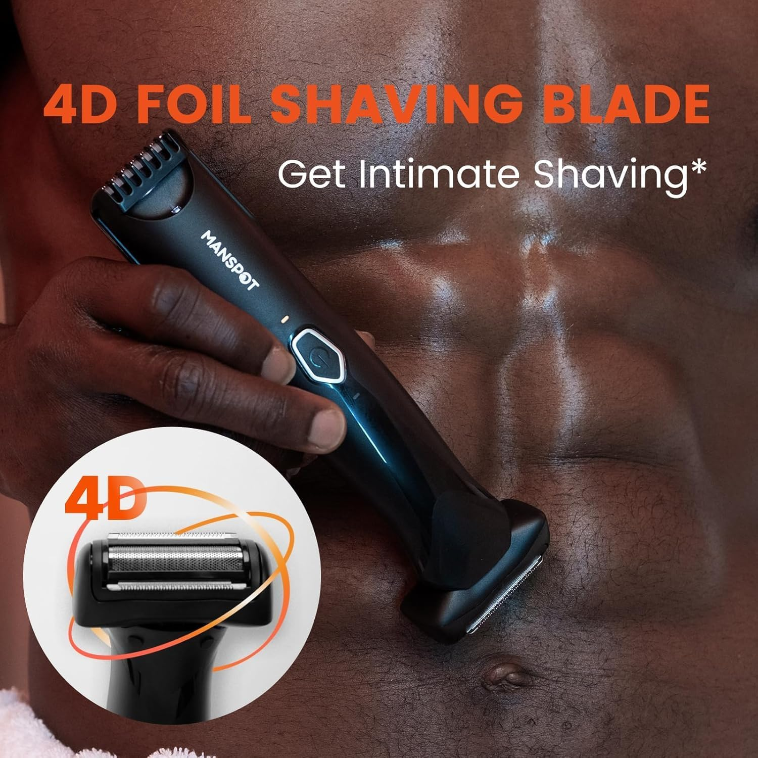 MANSPOT Manscape Body Hair Trimmer for Men, Dual-Sided Waterproof Wet/Dry Pubic Hair Trimmer, Foil Shaver, Integrated Ceramic Blade Head, 90 Minutes Shaving image number 1