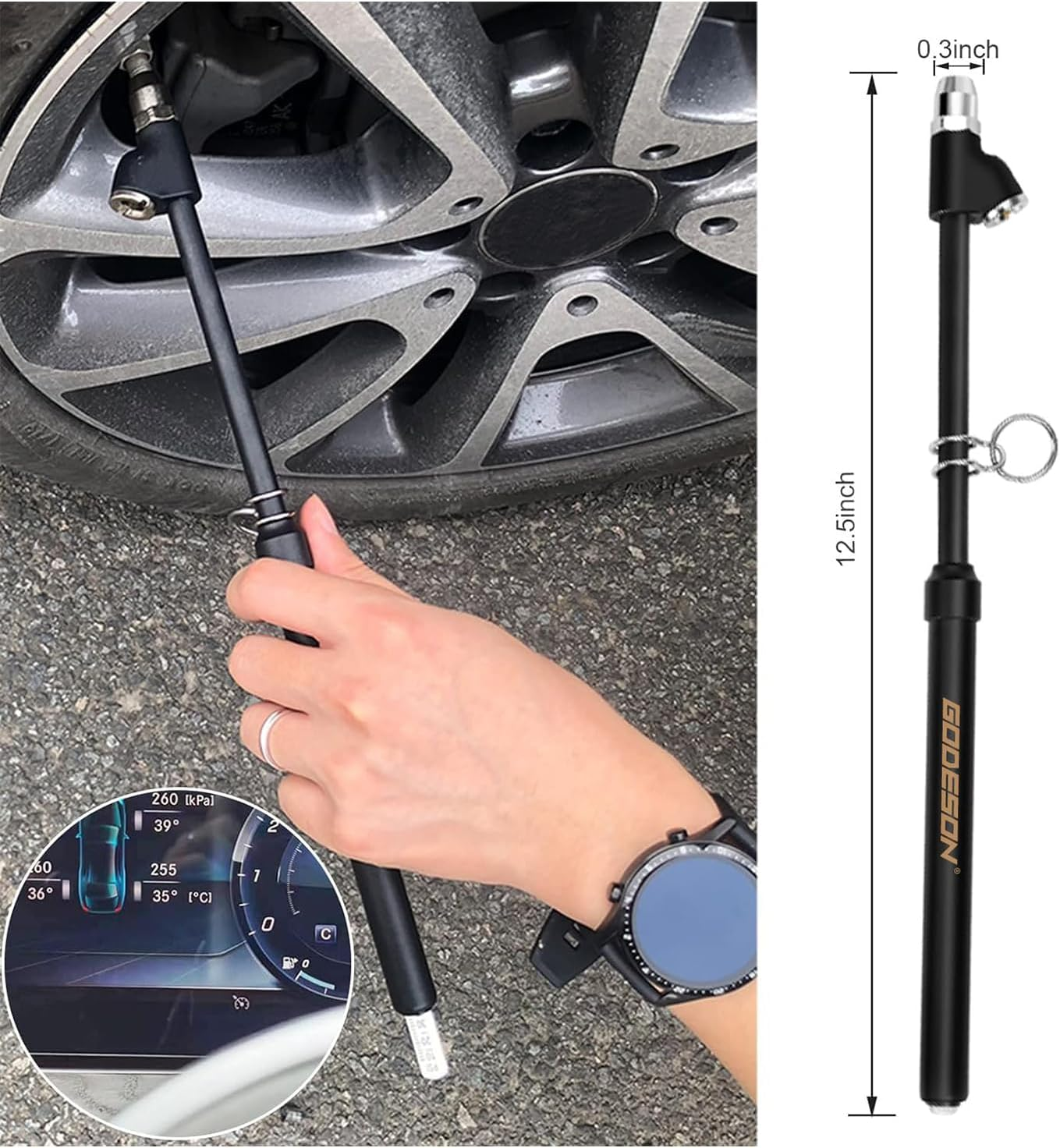 GODESON Tire Pressure Gauge Heavy Duty, Straight-On Dual Head Air Pressure Gauge Range to 150PSI, Semi Truck Tire Air Gauge Suitable for Truck, RV, Bus image number 6