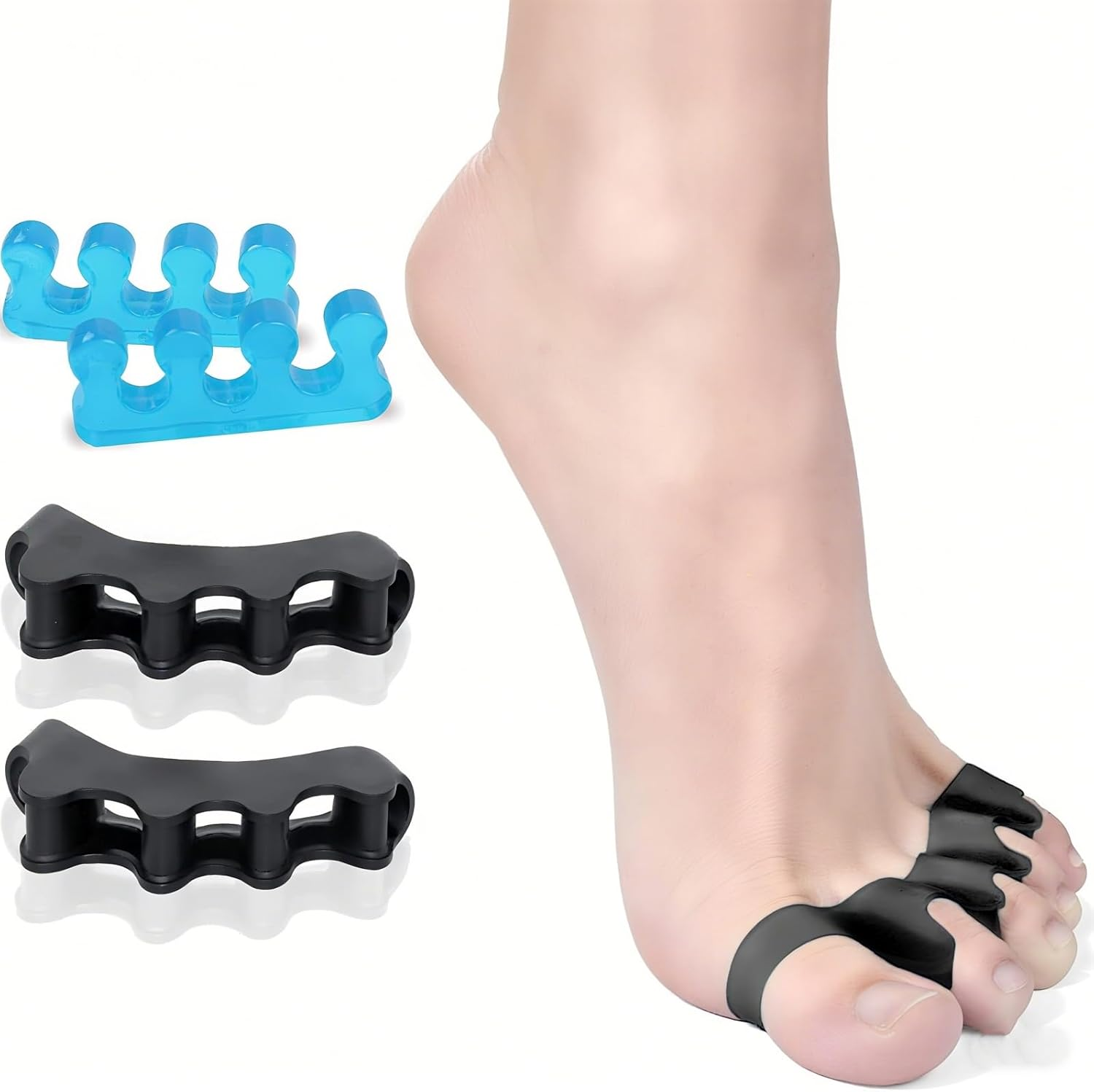 CHGEO Medical Grade Silicone Toe Separators & Spacers for Women and Men &ndash; Doctor Recommended Bunion Corrector, Hammer Toe Straightener, Plantar Fasciitis Relief &ndash; Running & Pedicures image number 2