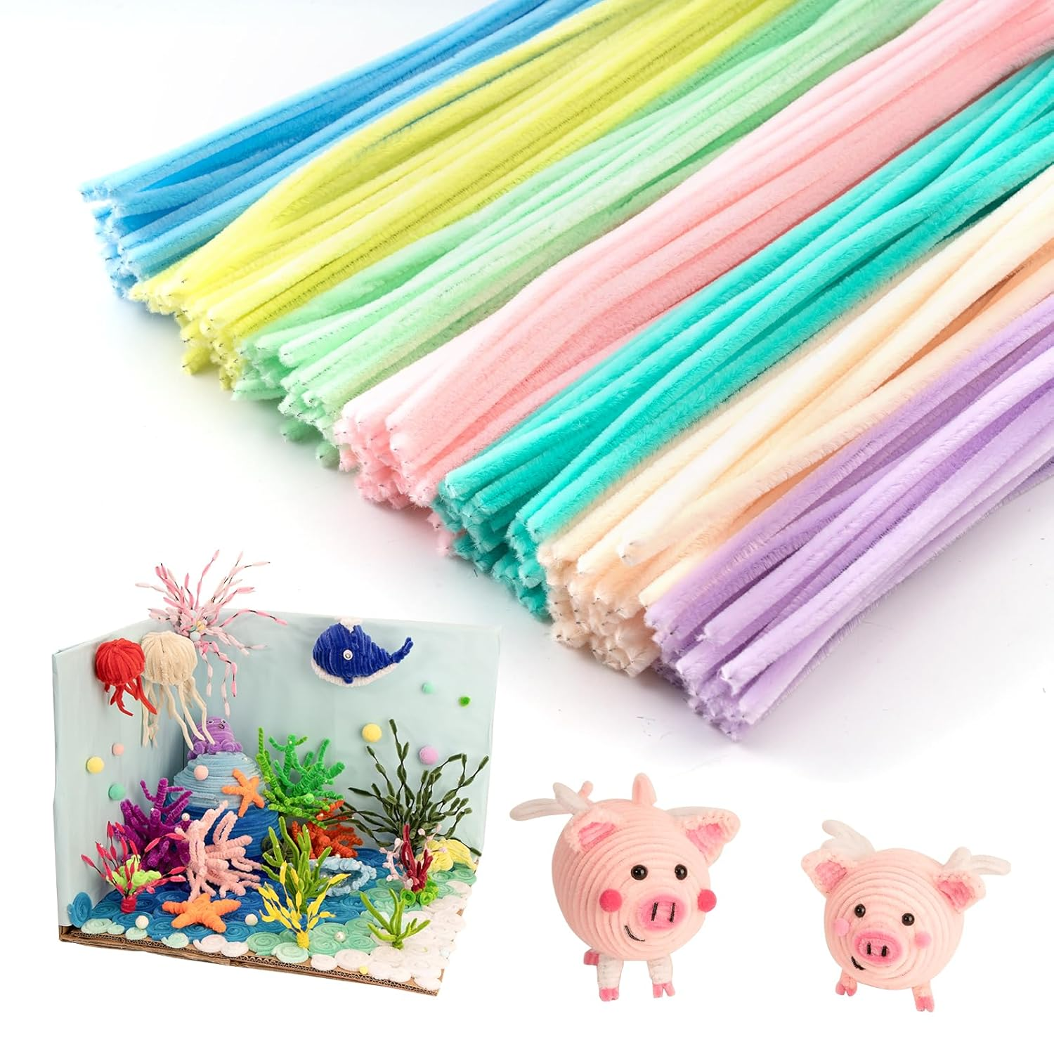 200 Pieces Macaroon Color Pipe Cleaners Craft Chenille Stems for DIY Art Creative Crafts Party Decorations (12 Inch X 6 Mm) image number 4