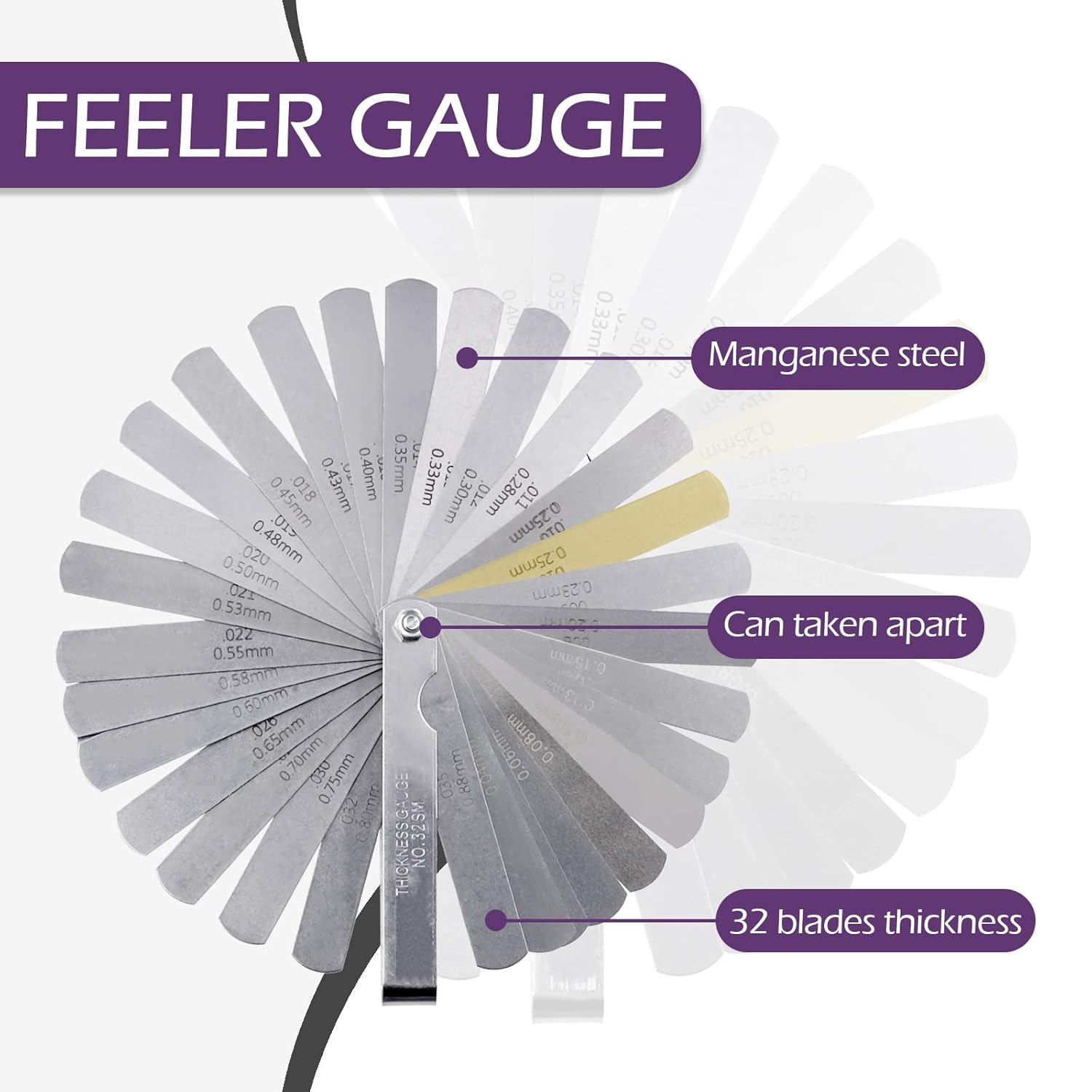 Swpeet 10Pcs Automotive Compression Tester Kit and Spark Plug Tester with Steel Metric and Imperial Feeler Gauge Assortment Kit, Universal Car and Motorcycle Engine Testing Tools image number 6