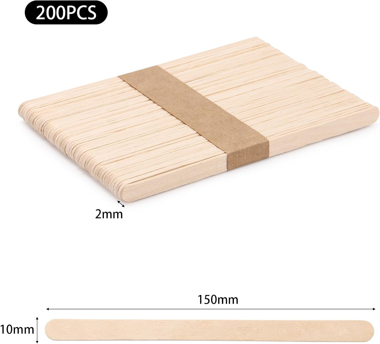 200 Pcs Jumbo Wooden Craft Sticks Popsicle Stick, 150X10X2Mm Treat Sticks Ice Pop Sticks Wax Sticks for Crafts，Resin ，Mixing Paint Projects image number 3