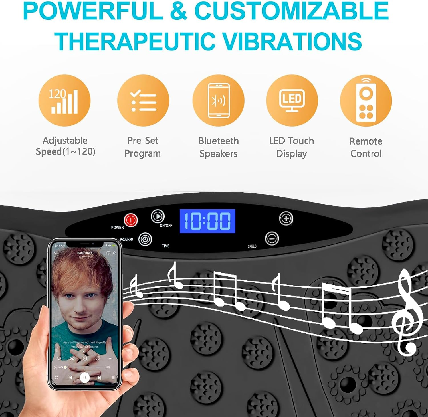 Vibration Plate Exercise Machine - 120 Speed Levels Full Body Workout Vibration Platform with Loop Bands & Remote Control for Home Fitness & Weight Loss & Muscle Toning image number 2