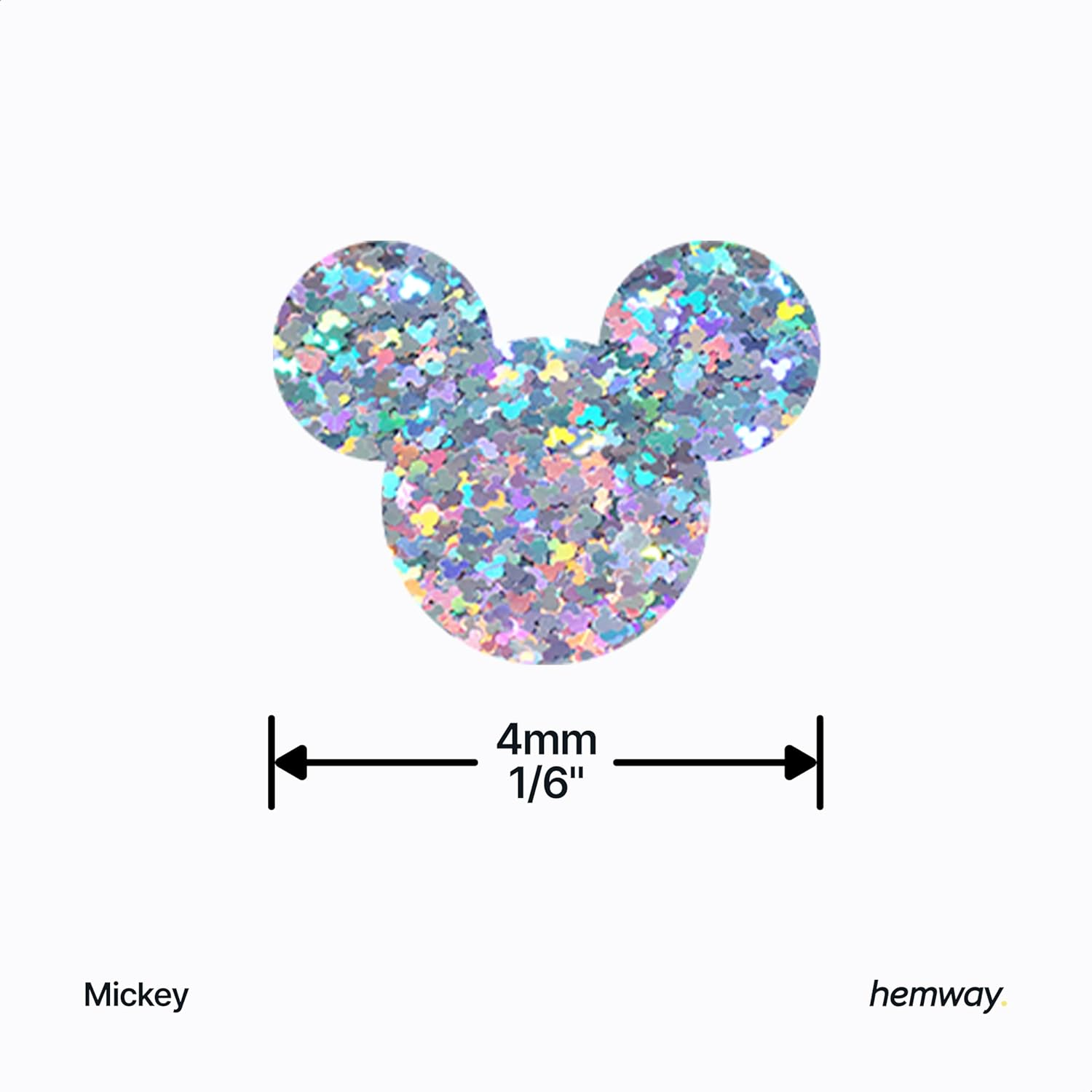 Hemway Ultra Sparkle Glitter - 1/6" 0.165" 4Mm - Micky Mouse Glitter Sequin Confetti, Party Decoration, Nail, Body, Face, Arts, Crafts - Silver Holographic - 50G image number 2