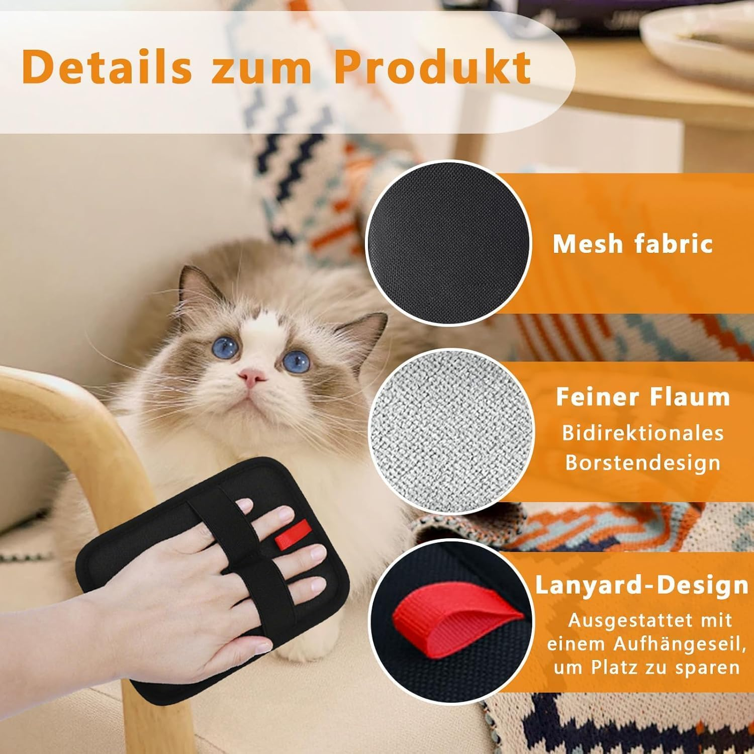 Yoedge Pack of 2 Electrostatic & Reusable Fur Collector for Dogs & Cats Animal Hair Remover Gloves, Antistatic Reusable Hair Removal Gloves, Dematting image number 3