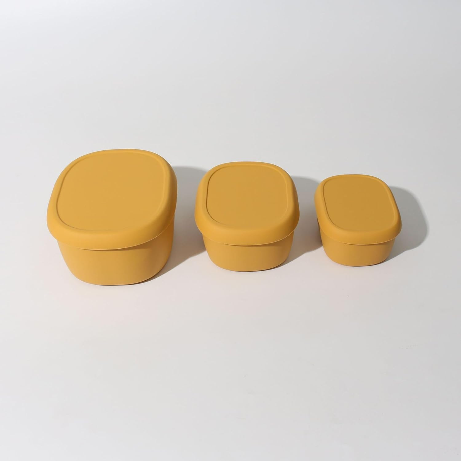 Food Storage Container Set with Lids, Small Silicone Containers, Stackable, Pink, Home and Office Use (Yellow) image number 1